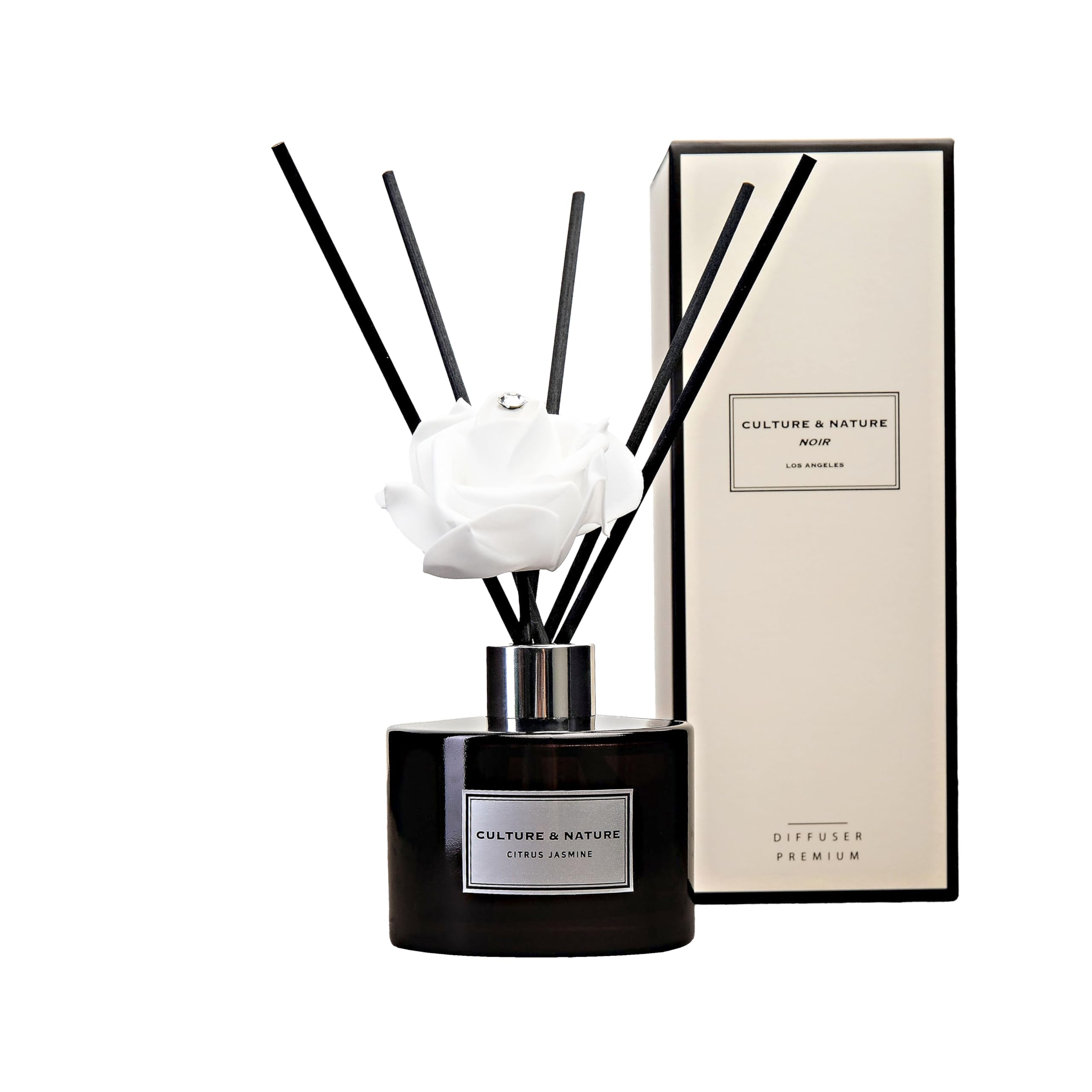 CULTURE & NATURE Reed Diffuser Set 6.7oz (200ml) Black Cherry Scented Diffuser with Sticks Home Fragrance Reed Diffuser for Bathroom Shelf Decor
