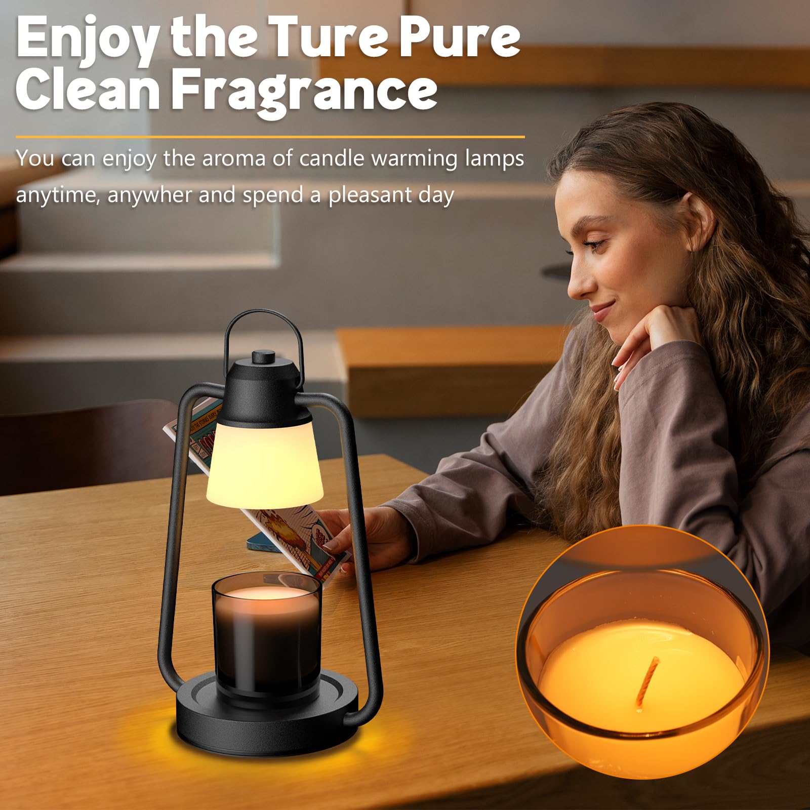 Candle Warmer Lamp with Timer Dimmable - Adjustable Electric Wax Melt Warmer Scented Large Jar Candles Lights, House Warming Birthday Gifts for Women, New Home Living Room Decor, Modern