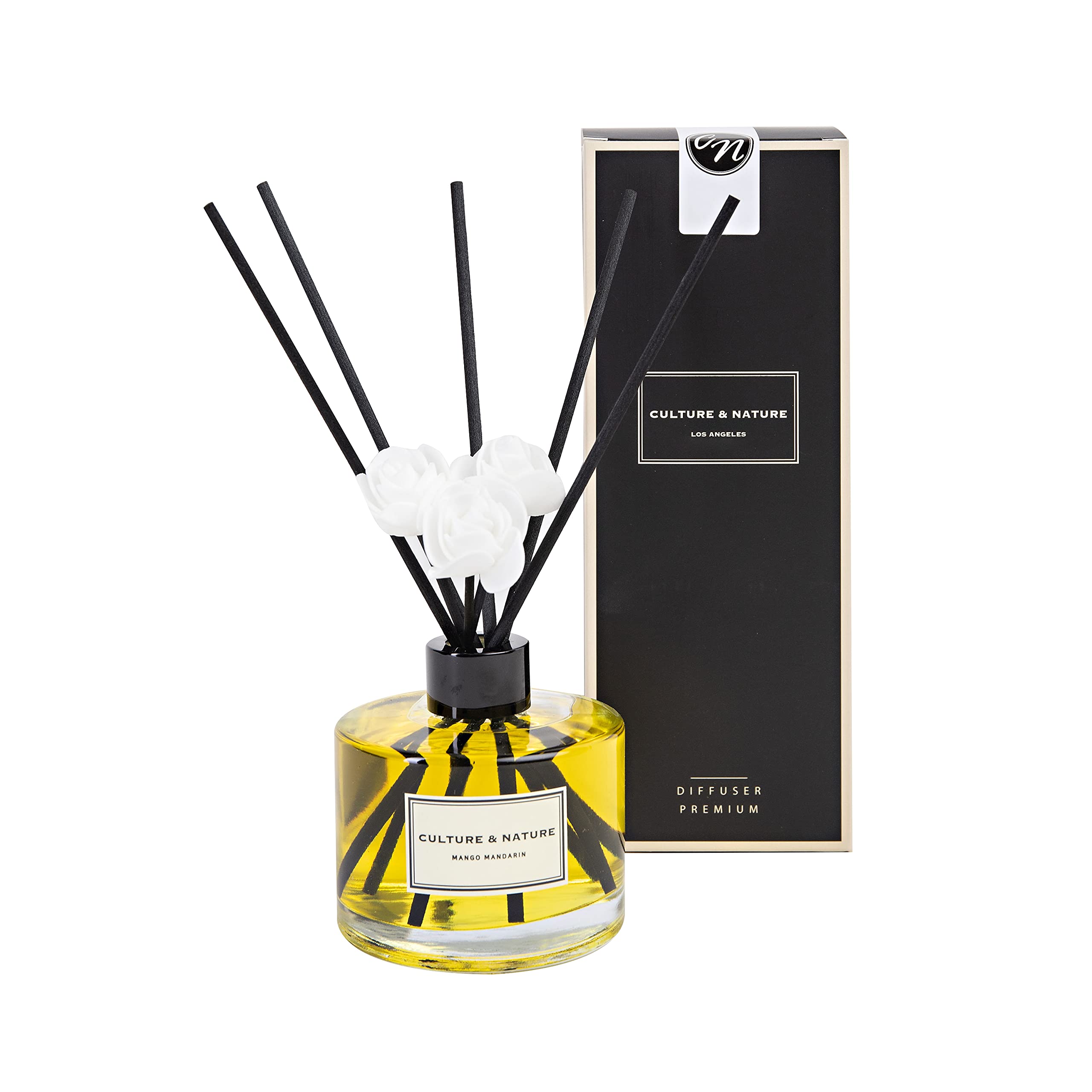 CULTURE & NATURE Reed Diffuser Set 6.7oz (200ml) Black Cherry Scented Diffuser with Sticks Home Fragrance Reed Diffuser for Bathroom Shelf Decor