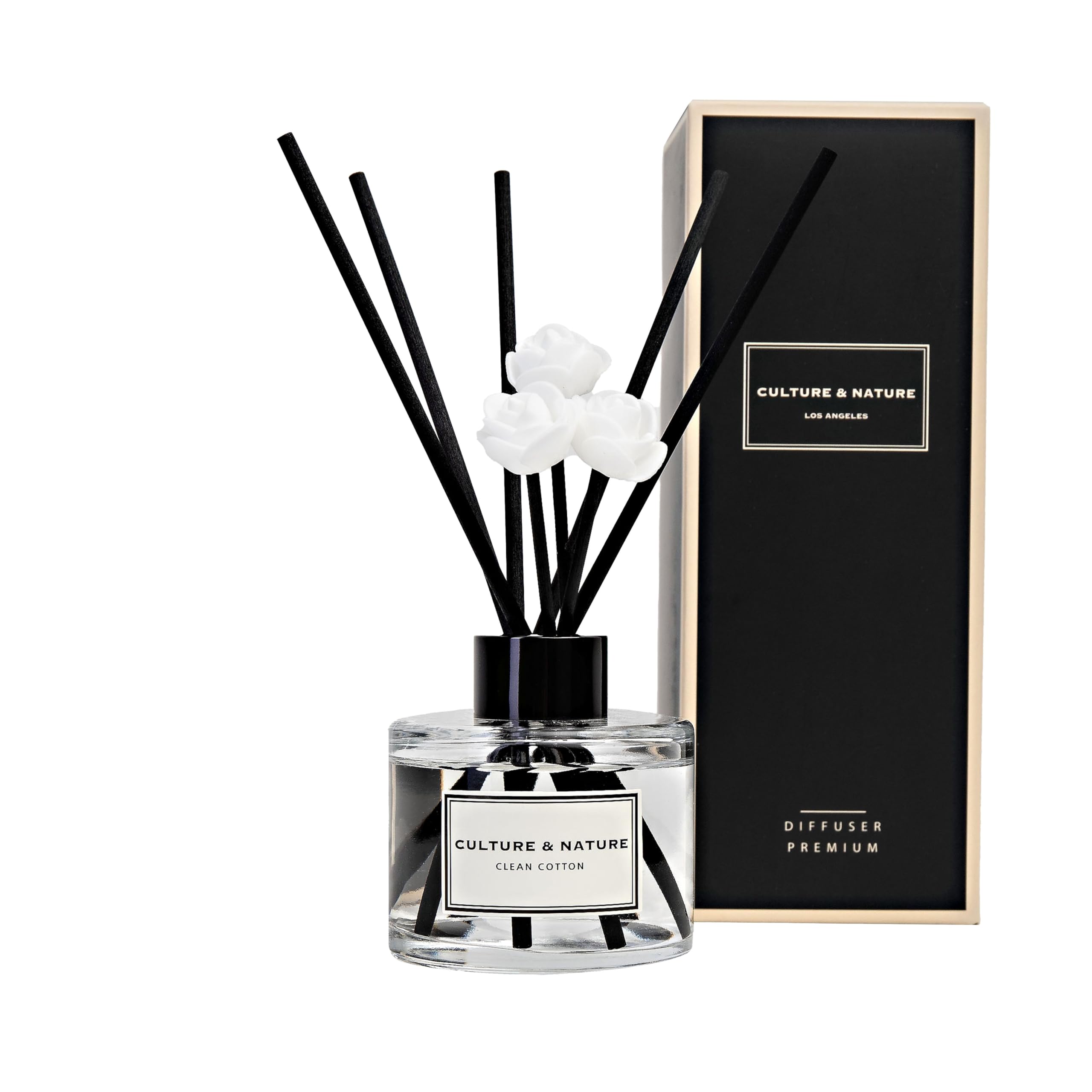 CULTURE & NATURE Reed Diffuser Set 6.7oz (200ml) Black Cherry Scented Diffuser with Sticks Home Fragrance Reed Diffuser for Bathroom Shelf Decor