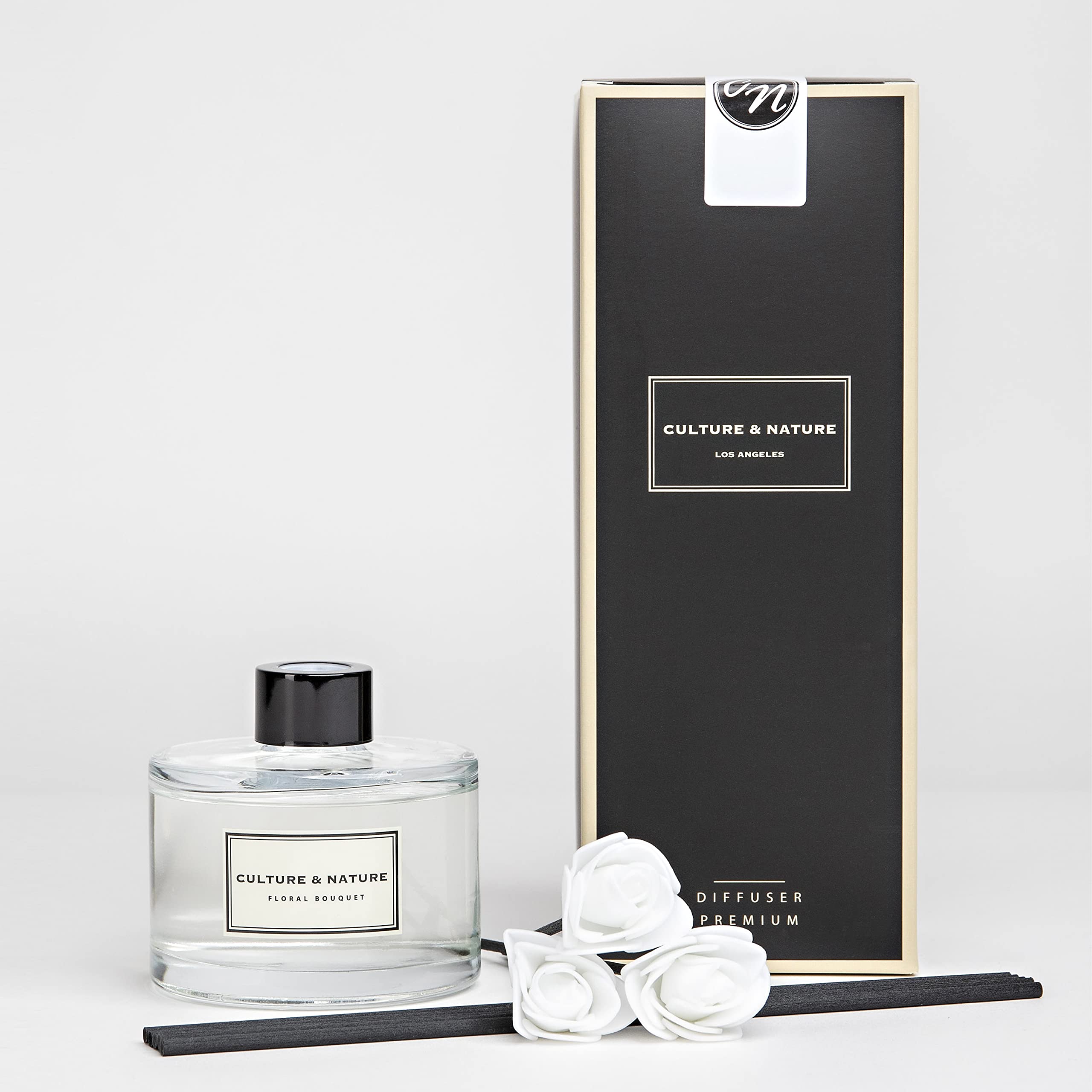 CULTURE & NATURE Reed Diffuser Set 6.7oz (200ml) Black Cherry Scented Diffuser with Sticks Home Fragrance Reed Diffuser for Bathroom Shelf Decor