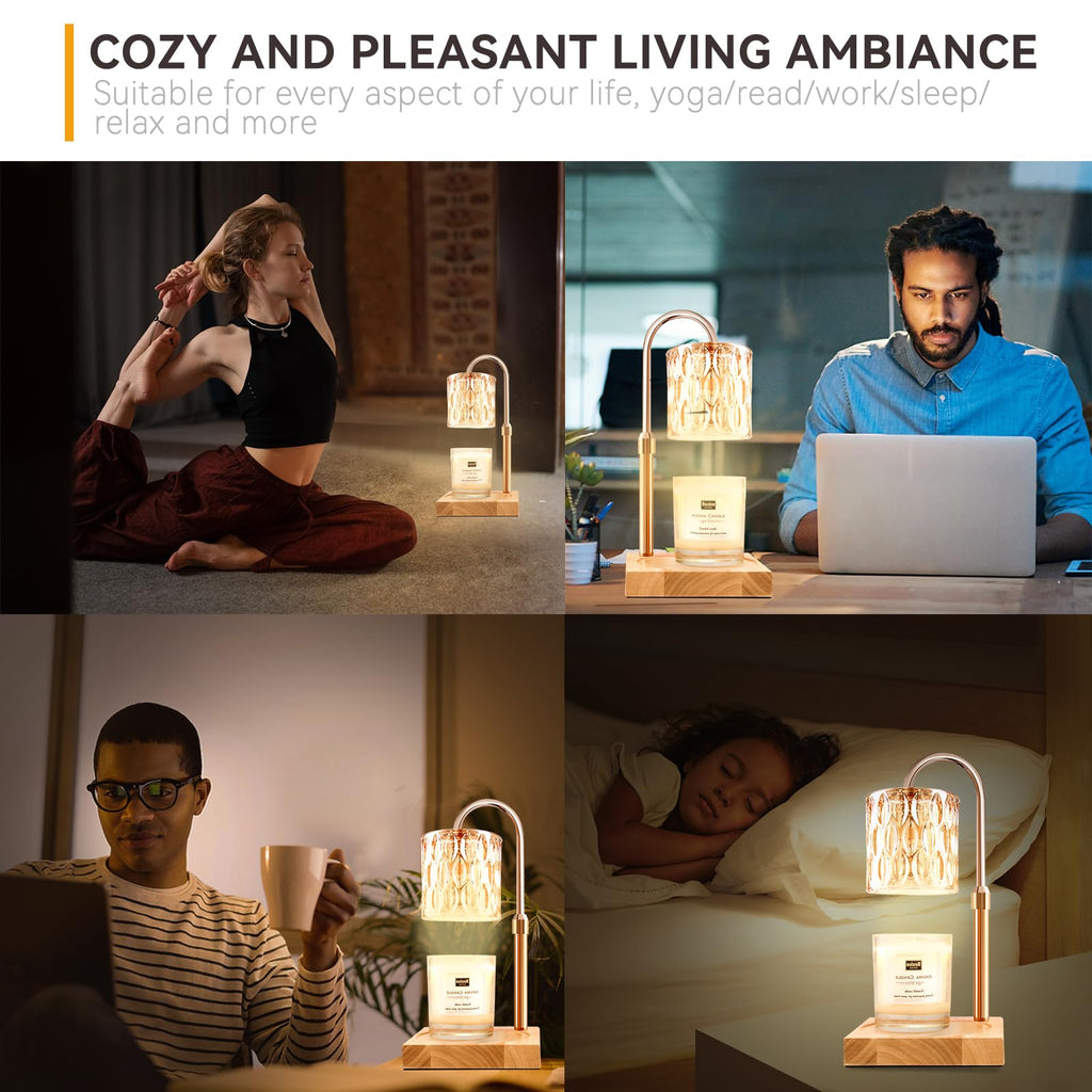 Candle Warmer Lamp with 3 Bulbs, Adjustable Height Dimmable Candle Warmer with Timer, Candle Lamp with Charming Gift Box Ribbon,Birthday Gifts for Women Mom, House Warming Gifts New Home Decor