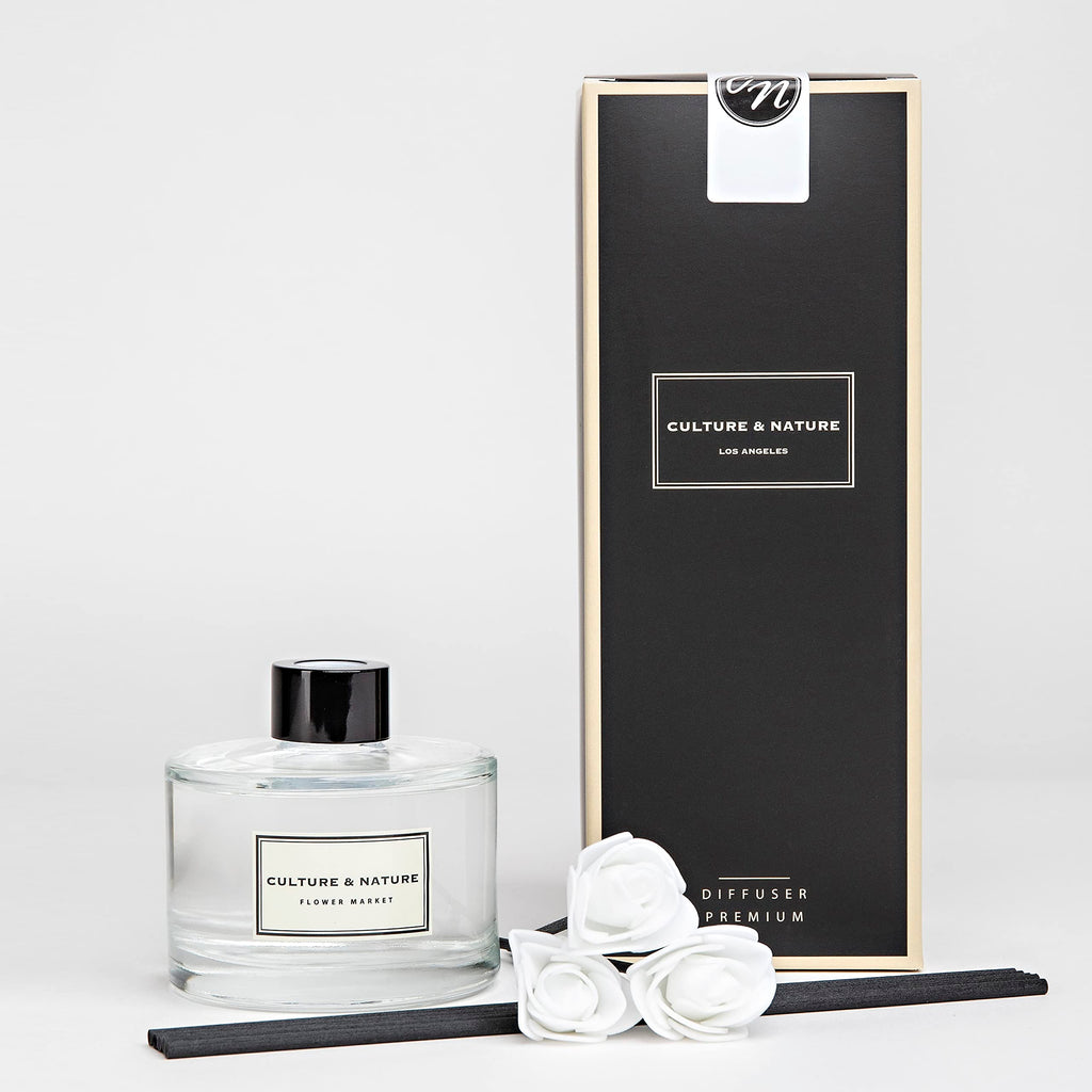 CULTURE & NATURE Reed Diffuser Set 6.7oz (200ml) Black Cherry Scented Diffuser with Sticks Home Fragrance Reed Diffuser for Bathroom Shelf Decor