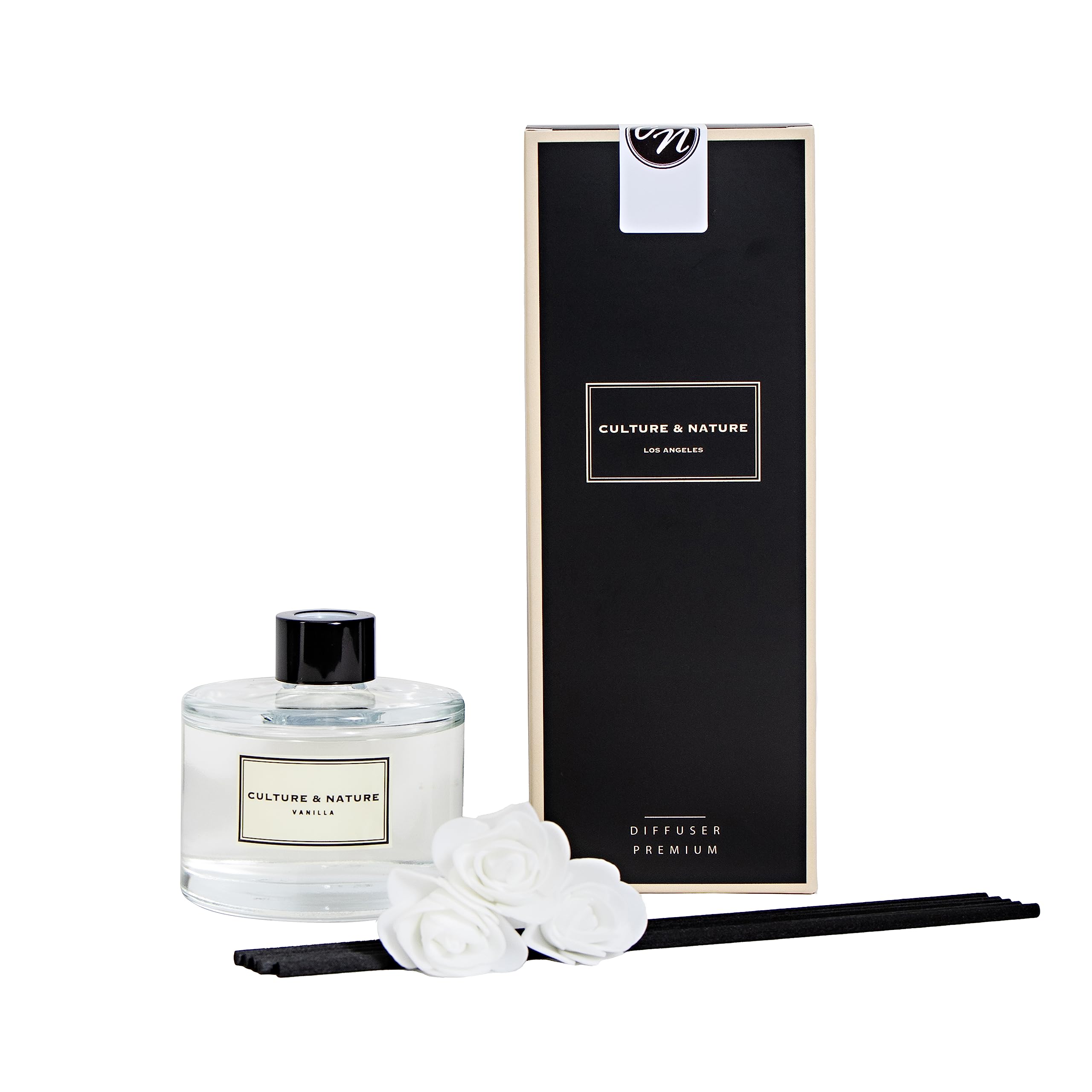 CULTURE & NATURE Reed Diffuser Set 6.7oz (200ml) Black Cherry Scented Diffuser with Sticks Home Fragrance Reed Diffuser for Bathroom Shelf Decor