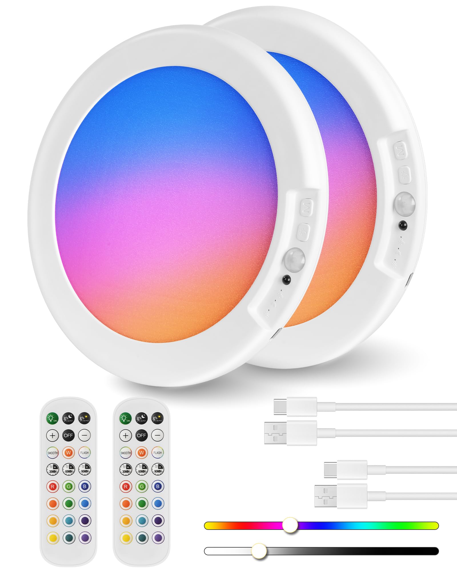 Rechargeable Motion Sensor Ceiling Light with Remote, Wireless Ceiling Light Battery Operated, No Wiring, Magnetic, Dimmable Shower Light, Timer, 3 Color 6000K, Rechargeable Light for Closet Hallway