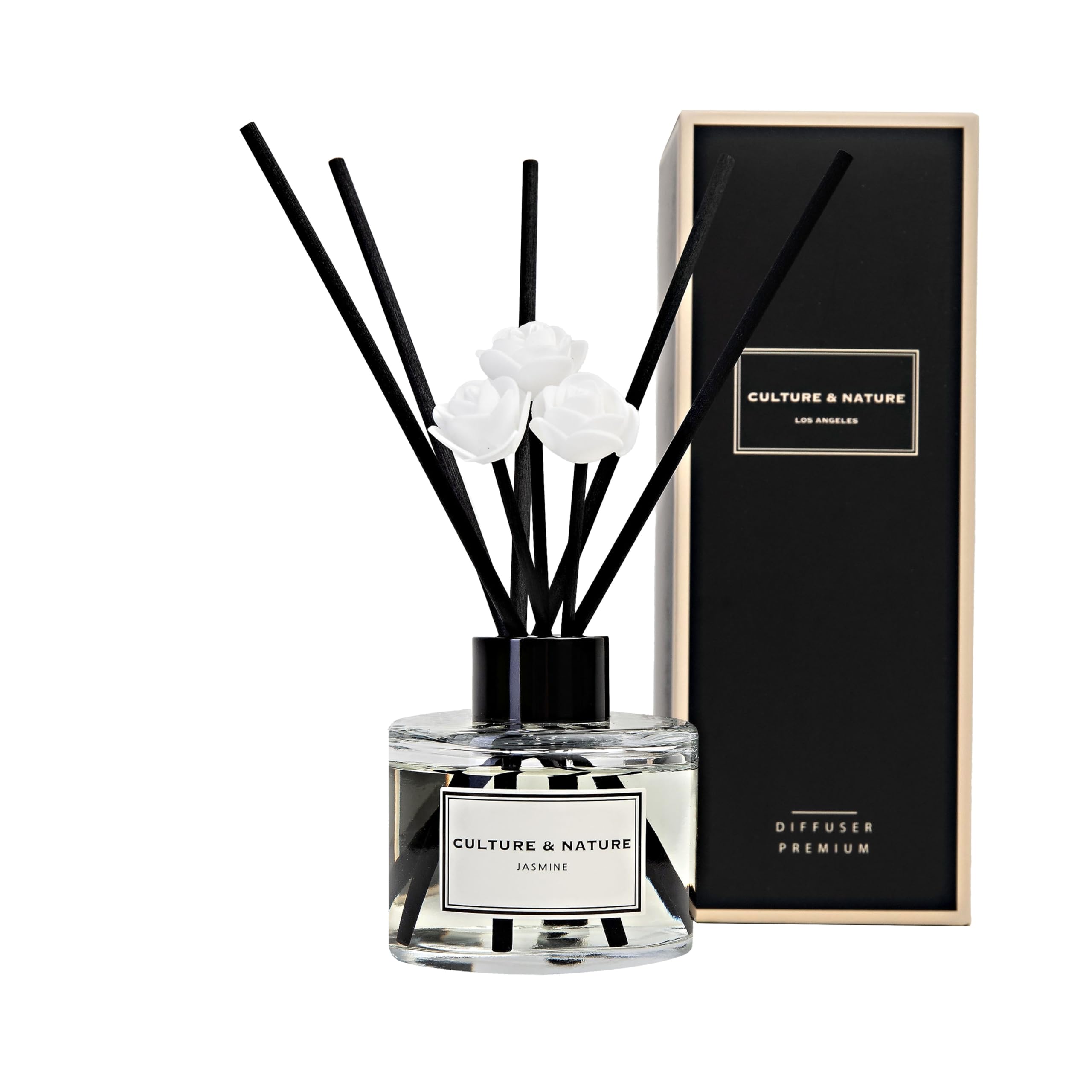 CULTURE & NATURE Reed Diffuser Set 6.7oz (200ml) Black Cherry Scented Diffuser with Sticks Home Fragrance Reed Diffuser for Bathroom Shelf Decor