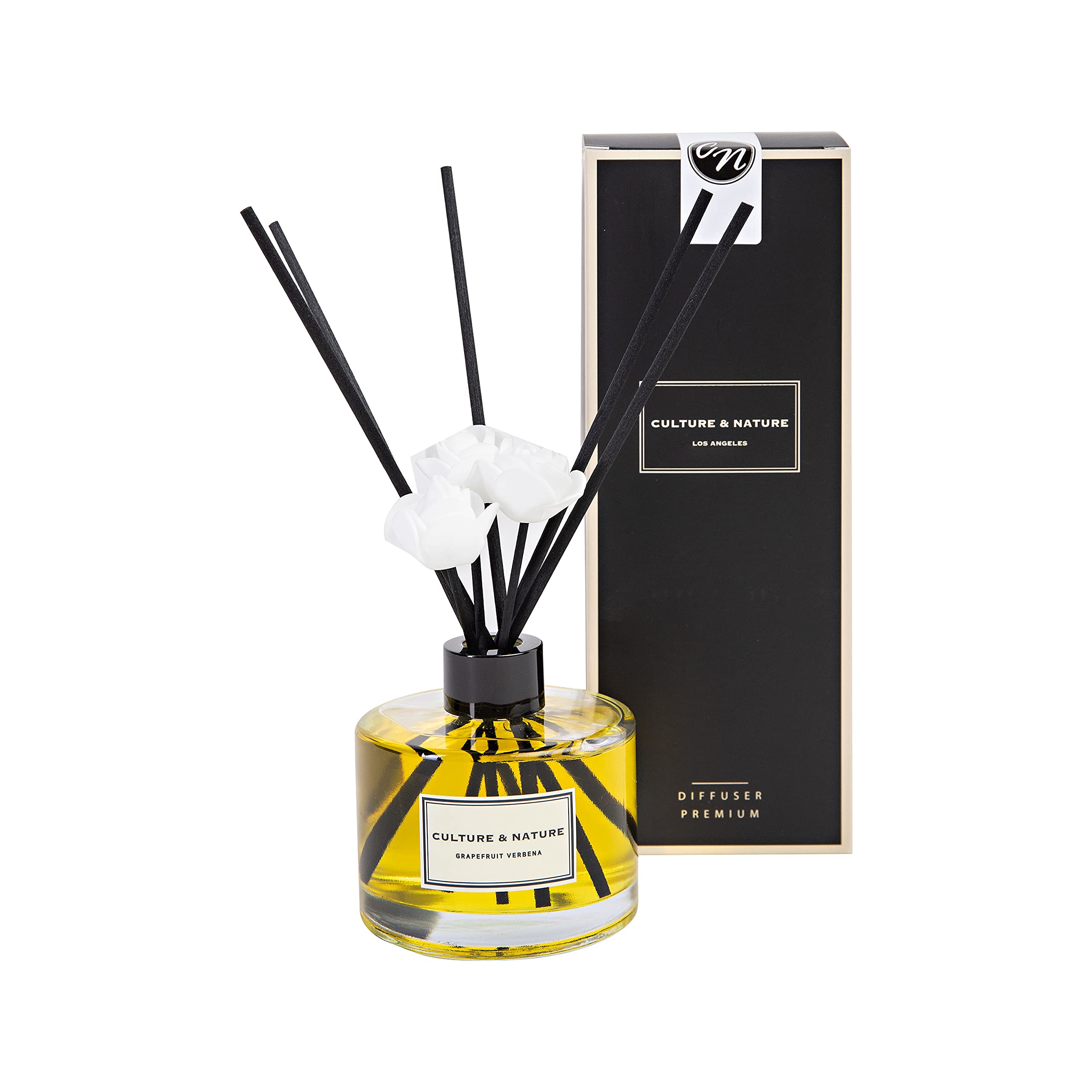 CULTURE & NATURE Reed Diffuser Set 6.7oz (200ml) Black Cherry Scented Diffuser with Sticks Home Fragrance Reed Diffuser for Bathroom Shelf Decor
