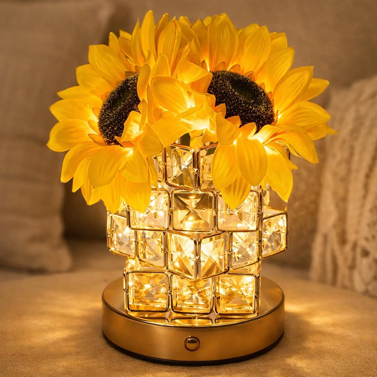 Fussion Sunflower Lamp Gifts for Women, Rechargeable Flowers Night Light, Cordless Decorative Table Lamp with 3 Color Temperatures, Birthday Gifts for Mothers Day Grandma Girlfriend, Bedroom Decor