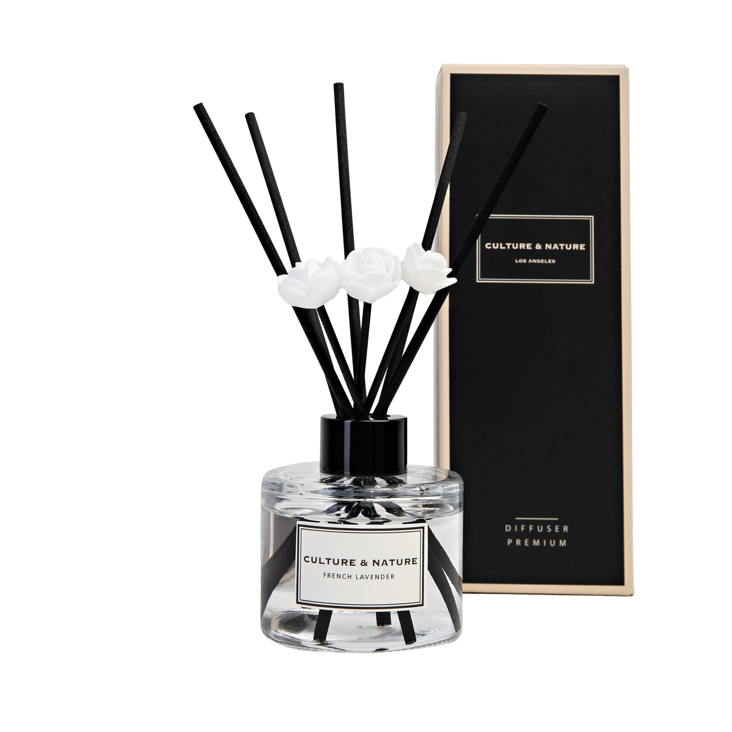 CULTURE & NATURE Reed Diffuser Set 6.7oz (200ml) Black Cherry Scented Diffuser with Sticks Home Fragrance Reed Diffuser for Bathroom Shelf Decor