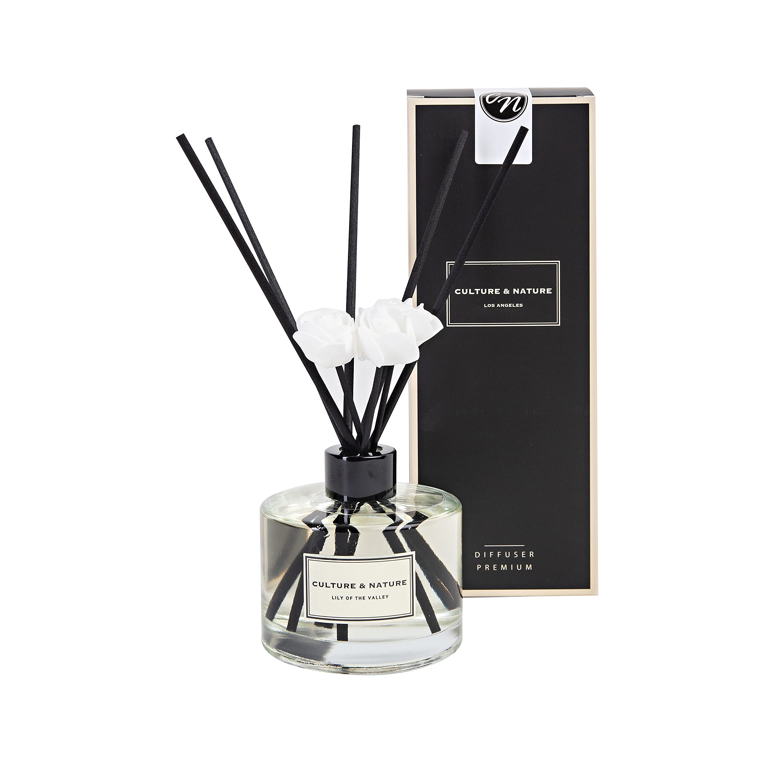 CULTURE & NATURE Reed Diffuser Set 6.7oz (200ml) Black Cherry Scented Diffuser with Sticks Home Fragrance Reed Diffuser for Bathroom Shelf Decor