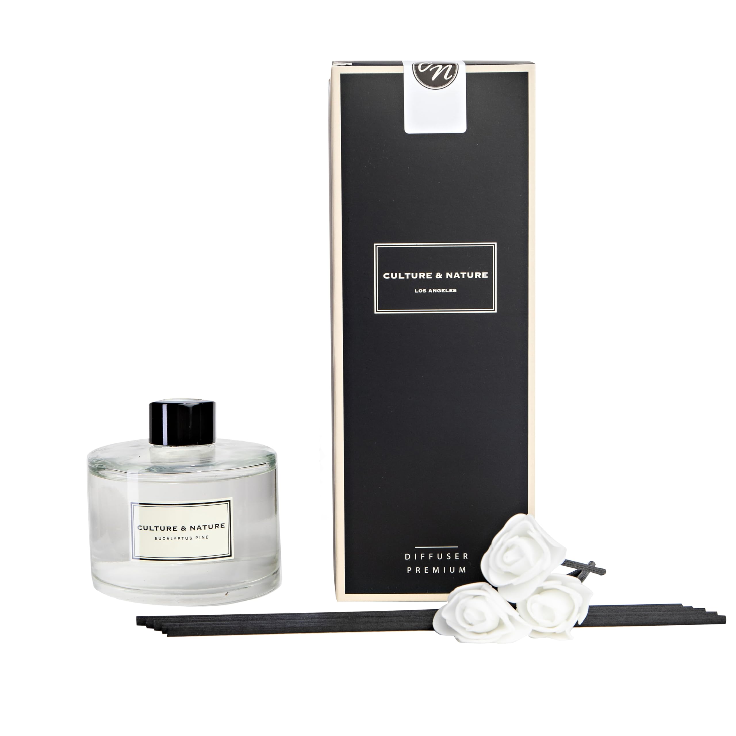 CULTURE & NATURE Reed Diffuser Set 6.7oz (200ml) Black Cherry Scented Diffuser with Sticks Home Fragrance Reed Diffuser for Bathroom Shelf Decor