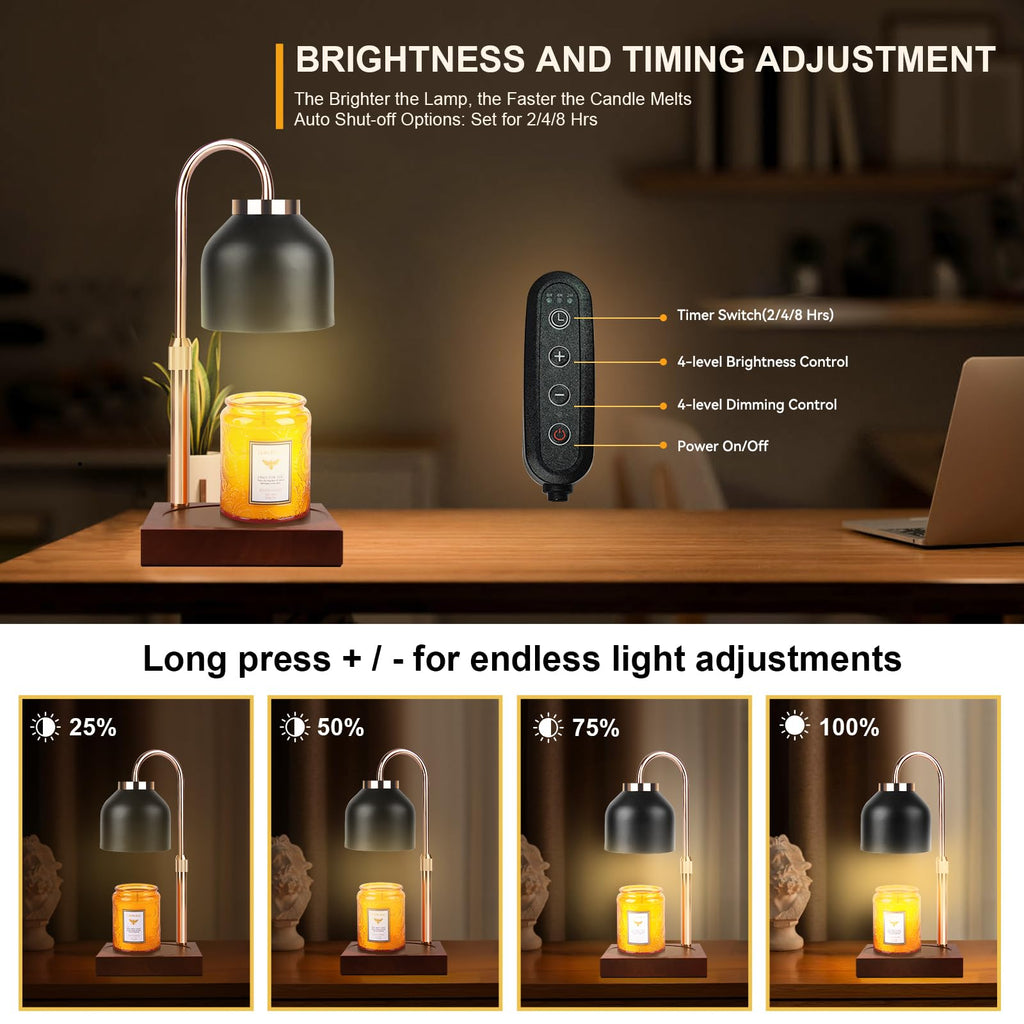 Candle Warmer Lamp with 3 Bulbs, Adjustable Height Dimmable Candle Warmer with Timer, Candle Lamp with Charming Gift Box Ribbon,Birthday Gifts for Women Mom, House Warming Gifts New Home Decor