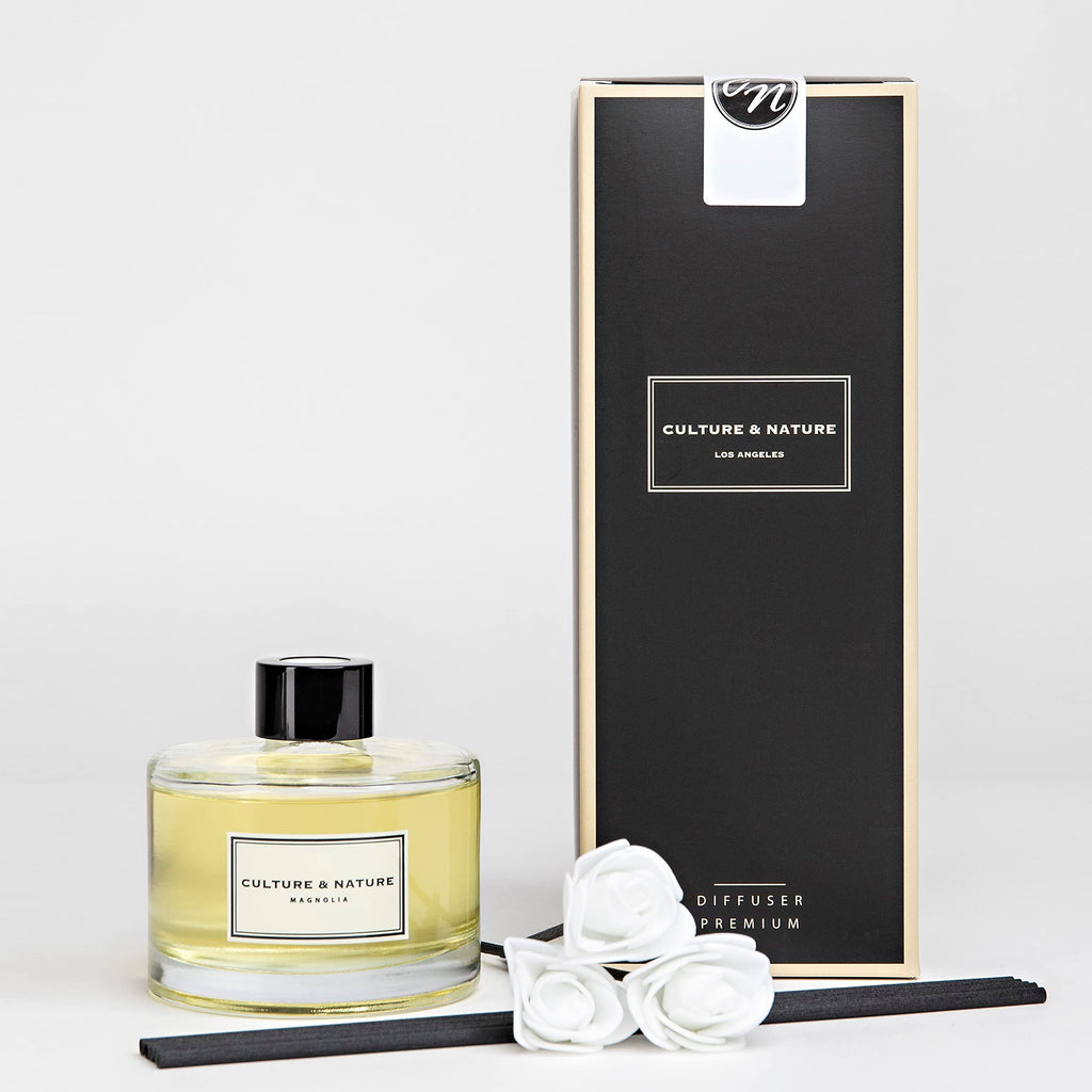 CULTURE & NATURE Reed Diffuser Set 6.7oz (200ml) Black Cherry Scented Diffuser with Sticks Home Fragrance Reed Diffuser for Bathroom Shelf Decor