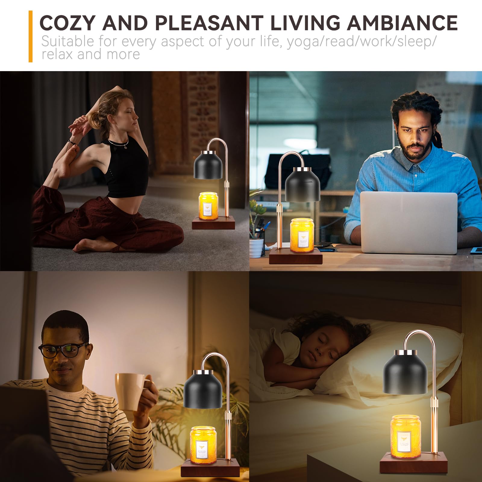 Candle Warmer Lamp with 3 Bulbs, Adjustable Height Dimmable Candle Warmer with Timer, Candle Lamp with Charming Gift Box Ribbon,Birthday Gifts for Women Mom, House Warming Gifts New Home Decor