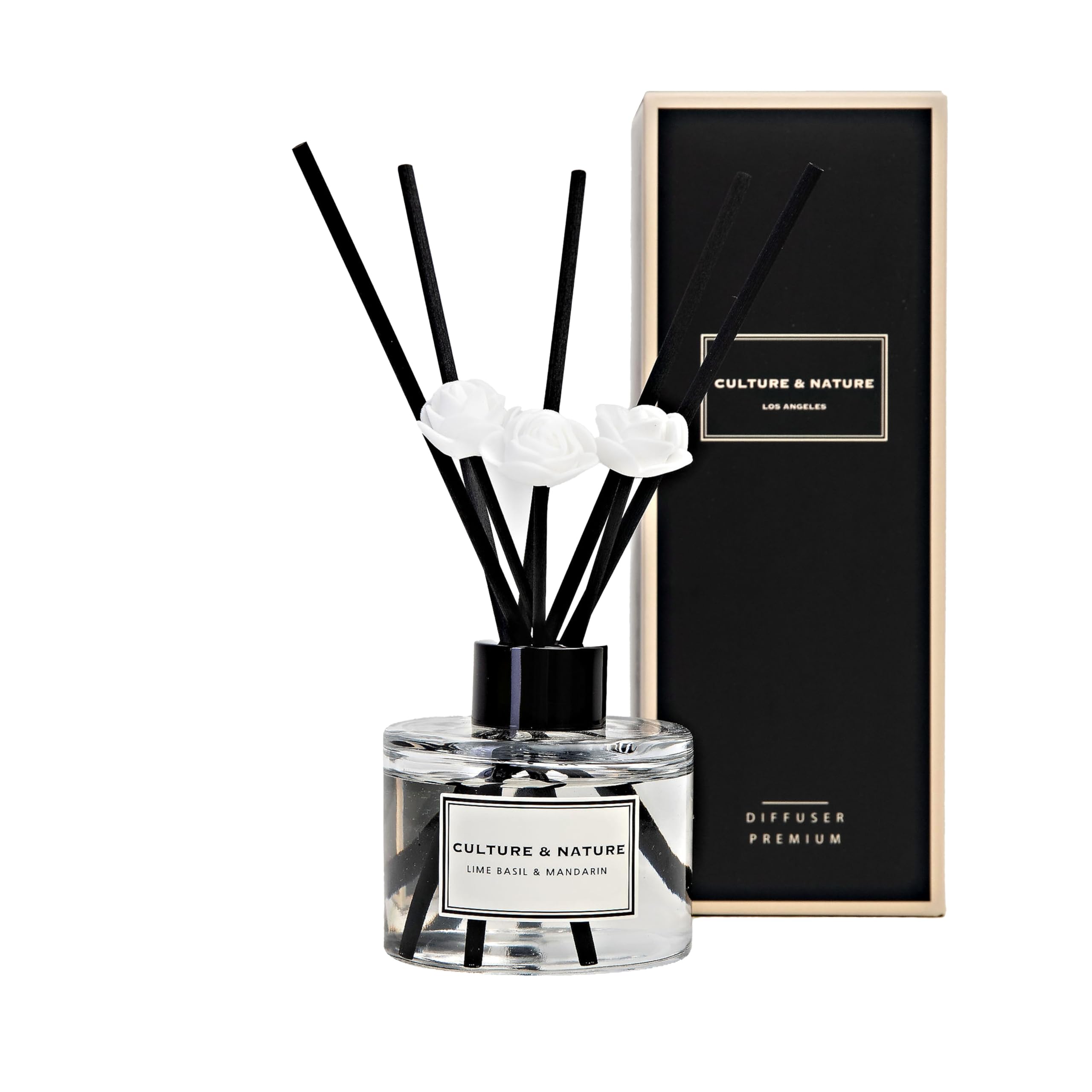 CULTURE & NATURE Reed Diffuser Set 6.7oz (200ml) Black Cherry Scented Diffuser with Sticks Home Fragrance Reed Diffuser for Bathroom Shelf Decor