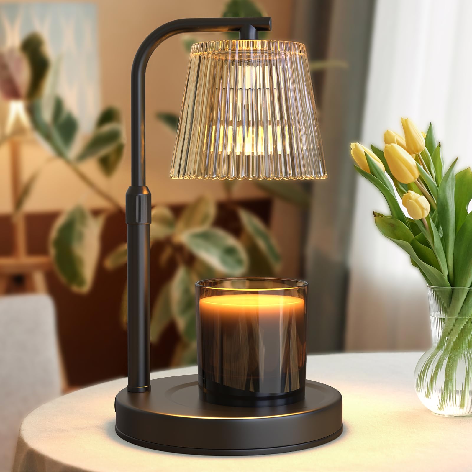 Candle Warmer Lamp with Timer Dimmable - Adjustable Electric Wax Melt Warmer Scented Large Jar Candles Lights, House Warming Birthday Gifts for Women, New Home Living Room Decor, Modern