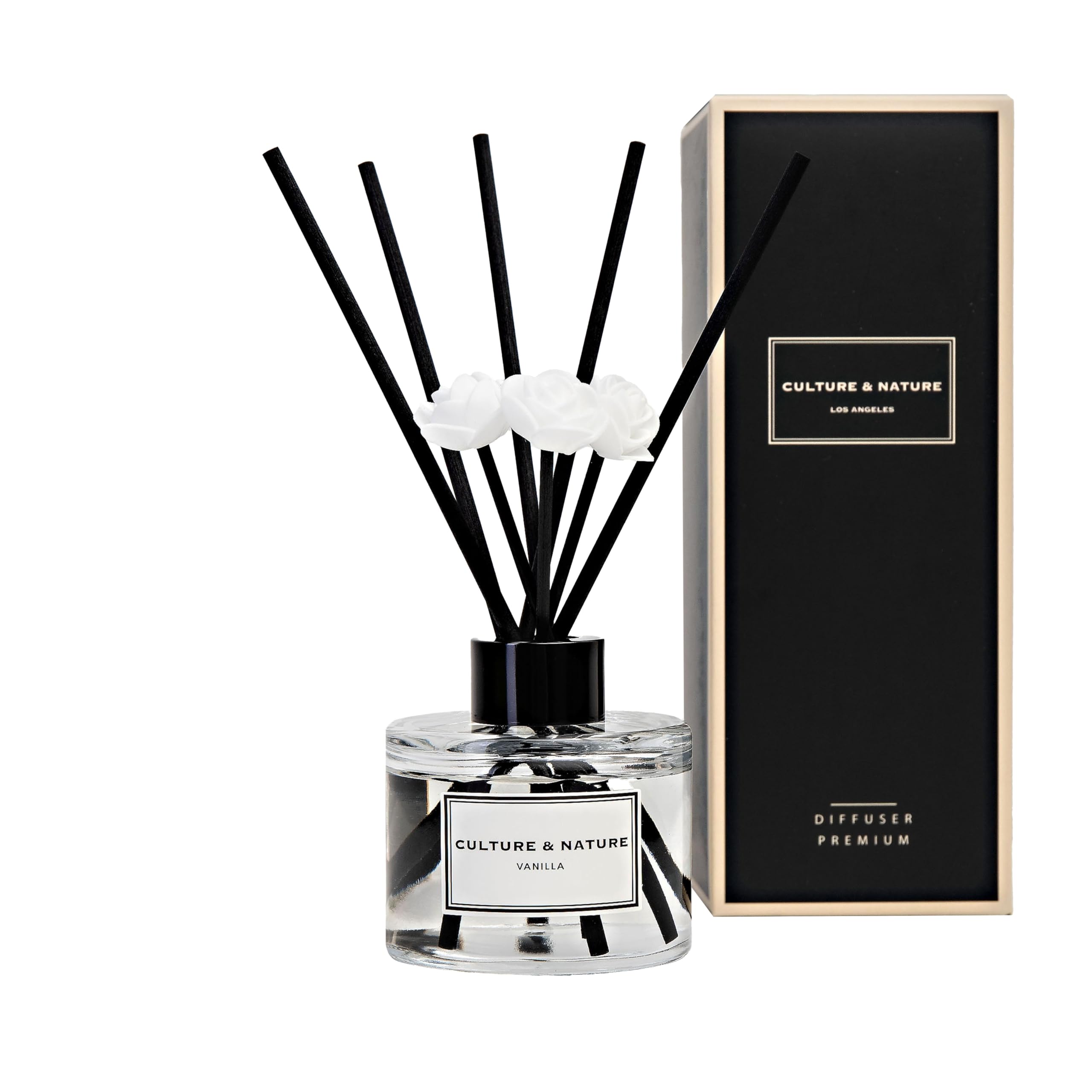 CULTURE & NATURE Reed Diffuser Set 6.7oz (200ml) Black Cherry Scented Diffuser with Sticks Home Fragrance Reed Diffuser for Bathroom Shelf Decor