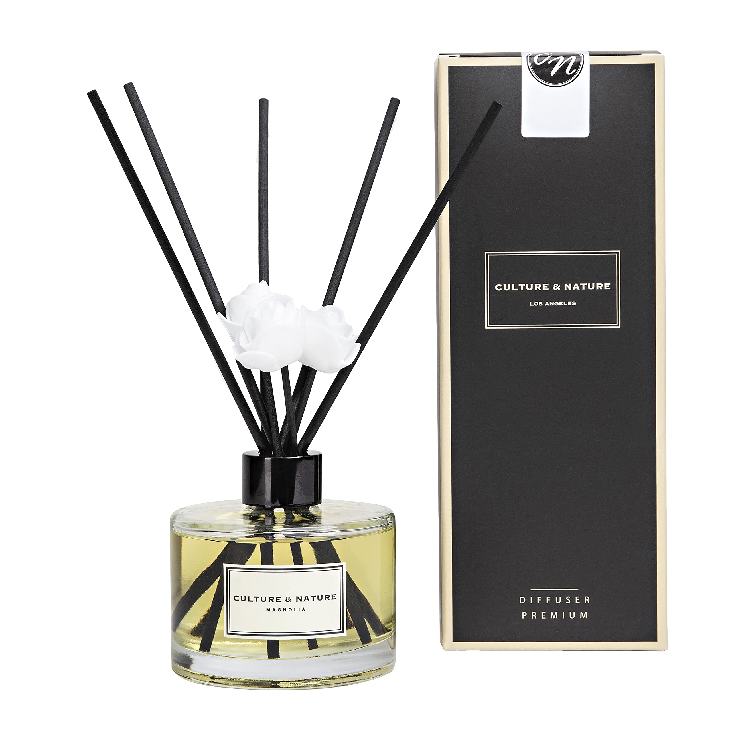 CULTURE & NATURE Reed Diffuser Set 6.7oz (200ml) Black Cherry Scented Diffuser with Sticks Home Fragrance Reed Diffuser for Bathroom Shelf Decor