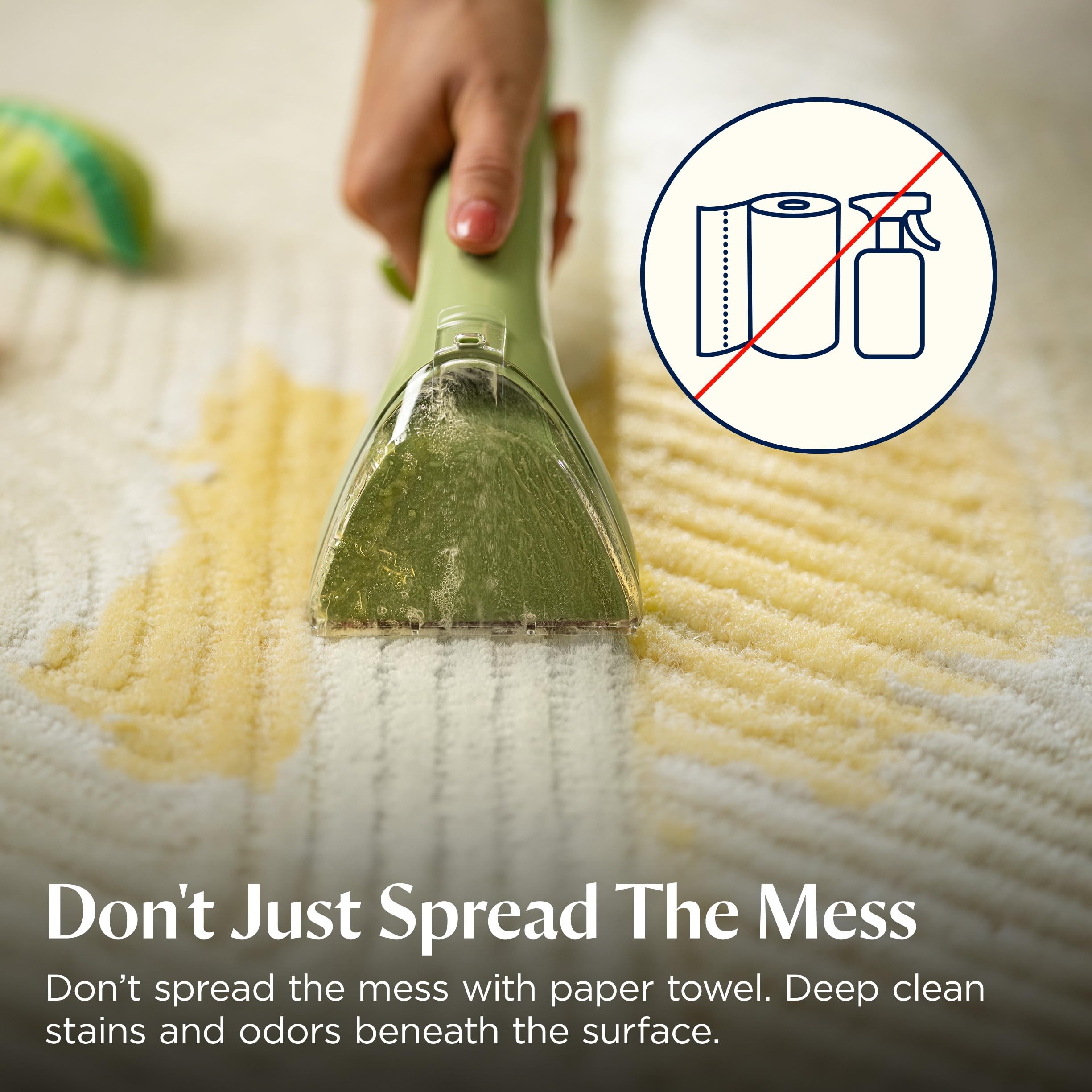 BISSELL Little Green Mini Portable Carpet and Upholstery Deep Cleaner, Car/Auto Detailer, with HydroRinse Self-Cleaning Tool and 4" Tough Stain Tool, Tea Green, 4075