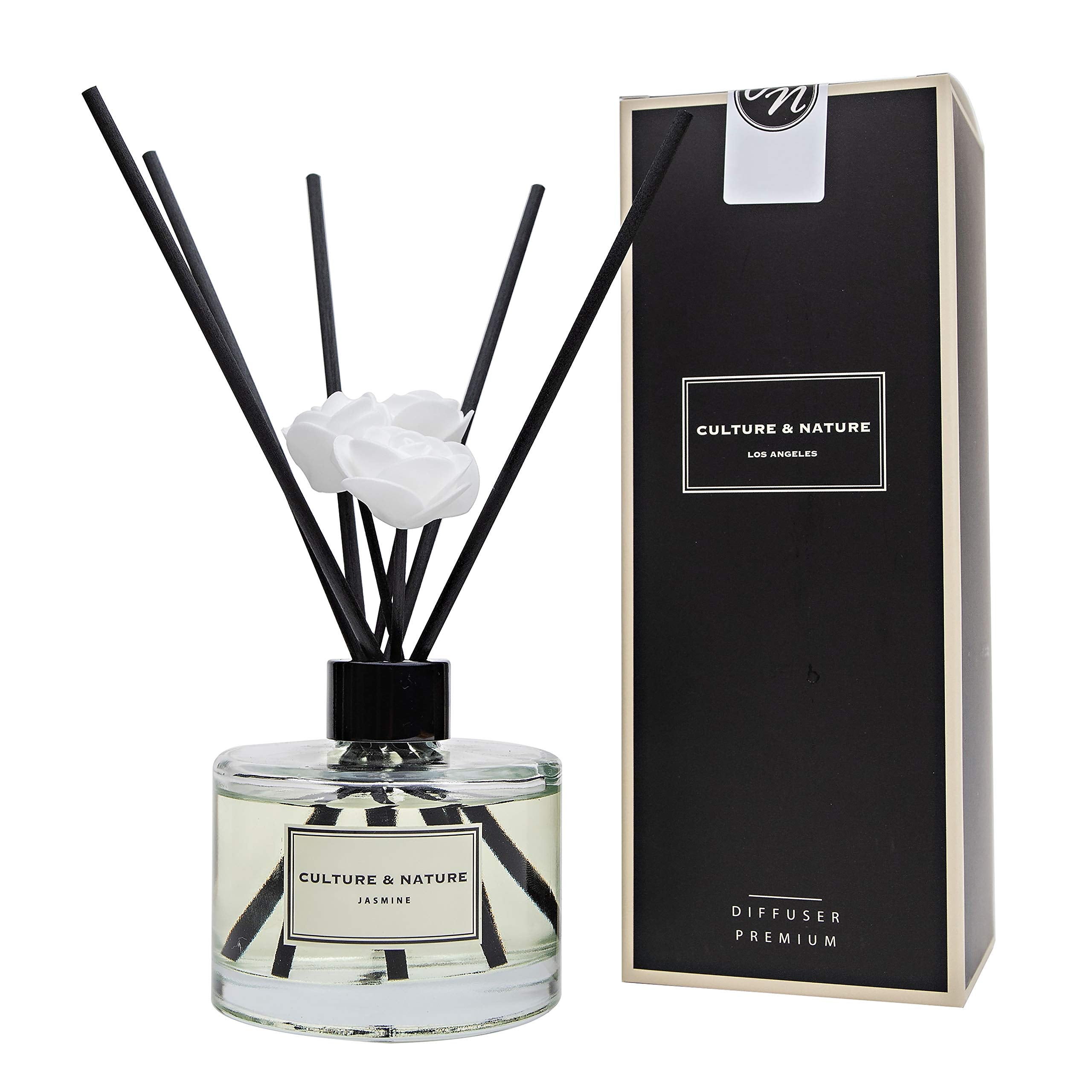 CULTURE & NATURE Reed Diffuser Set 6.7oz (200ml) Black Cherry Scented Diffuser with Sticks Home Fragrance Reed Diffuser for Bathroom Shelf Decor