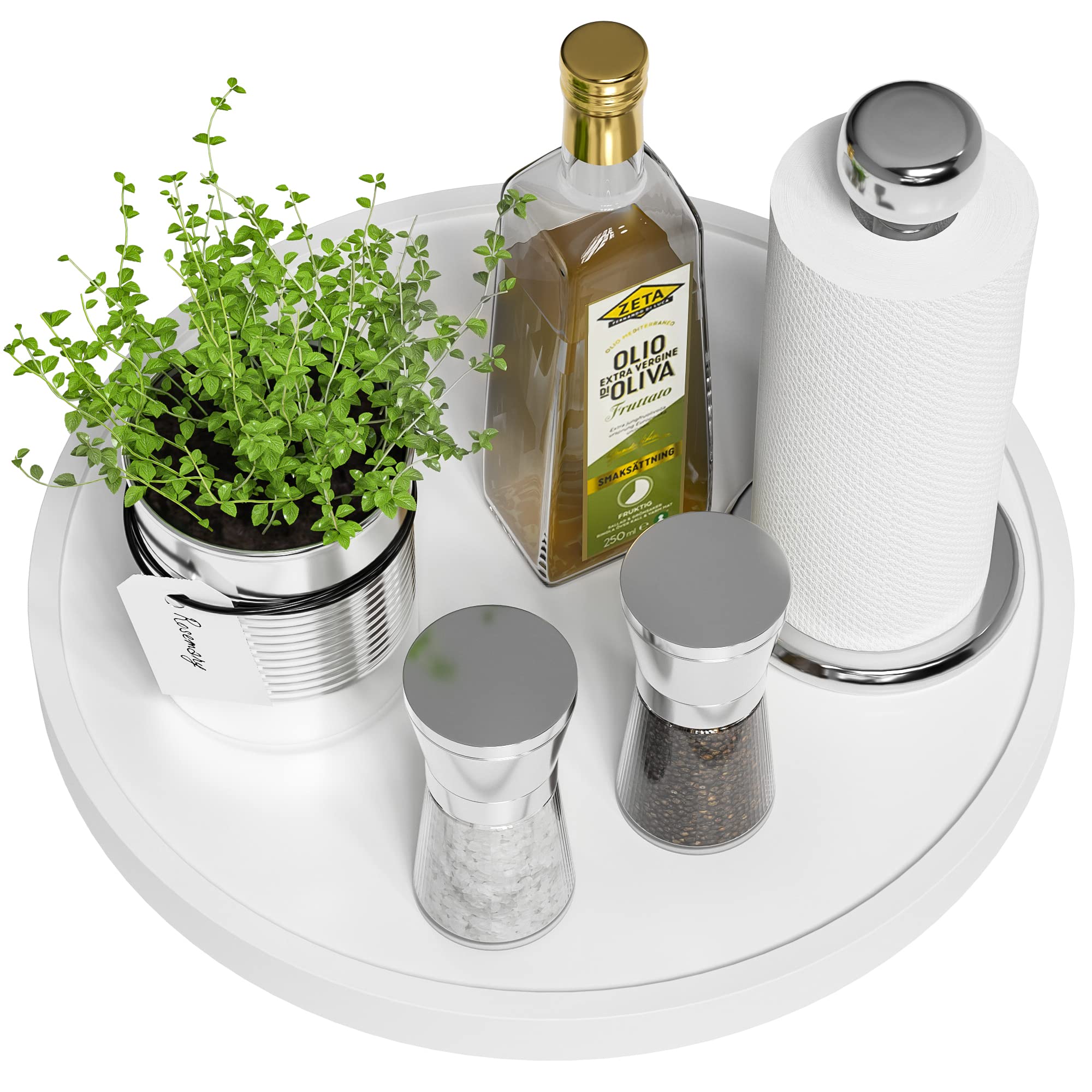 Lazy Susan Organizer, 13.2 Inch Non-Skid Bamboo Lazy Susan for Kitchen Table cabinets Closets and Kitchen Islands, Wood Turntable for Kitchen Countertop Organizer Black