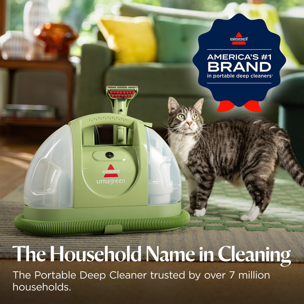 BISSELL Little Green Mini Portable Carpet and Upholstery Deep Cleaner, Car/Auto Detailer, with HydroRinse Self-Cleaning Tool and 4" Tough Stain Tool, Tea Green, 4075