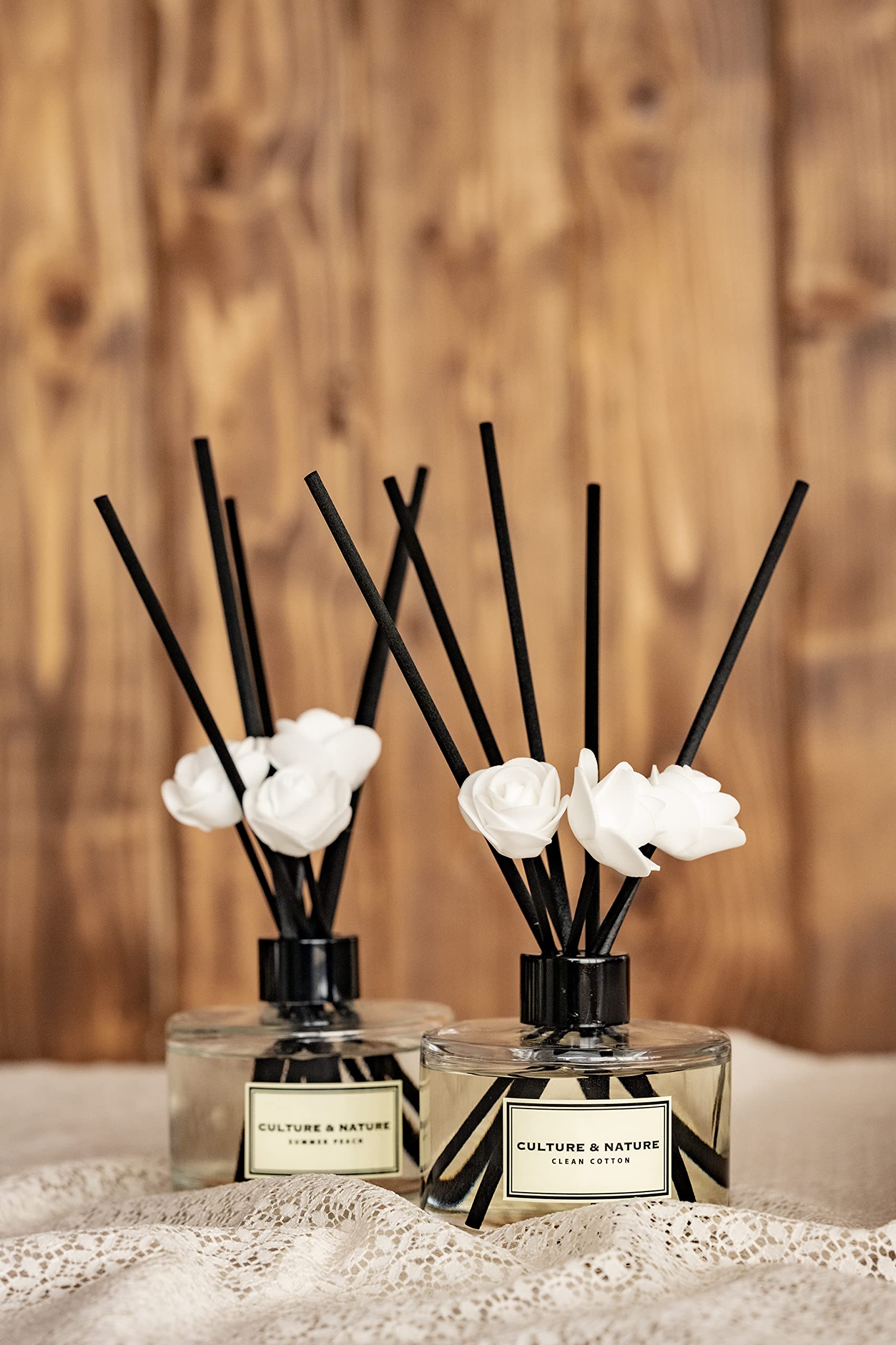 CULTURE & NATURE Reed Diffuser Set 6.7oz (200ml) Black Cherry Scented Diffuser with Sticks Home Fragrance Reed Diffuser for Bathroom Shelf Decor