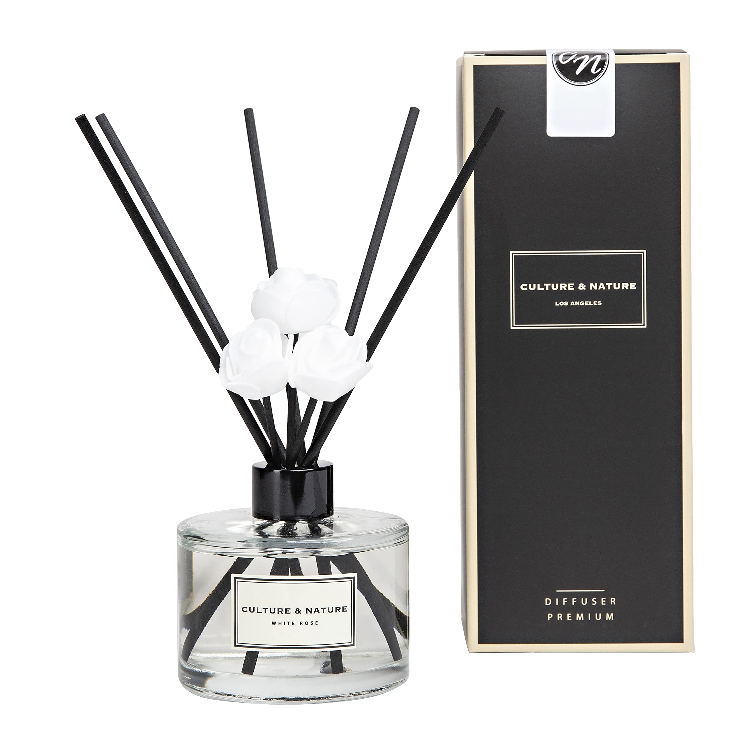 CULTURE & NATURE Reed Diffuser Set 6.7oz (200ml) Black Cherry Scented Diffuser with Sticks Home Fragrance Reed Diffuser for Bathroom Shelf Decor