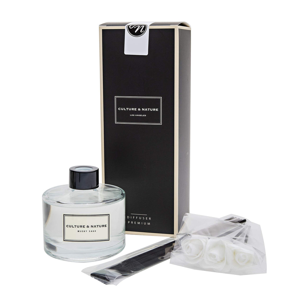 CULTURE & NATURE Reed Diffuser Set 6.7oz (200ml) Black Cherry Scented Diffuser with Sticks Home Fragrance Reed Diffuser for Bathroom Shelf Decor