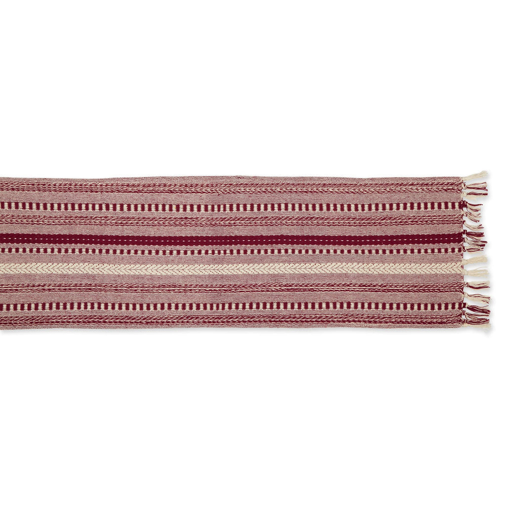 DII Farmhouse Braided Stripe Table Runner Collection, 15x72 (15x77, Fringe Included), Stone