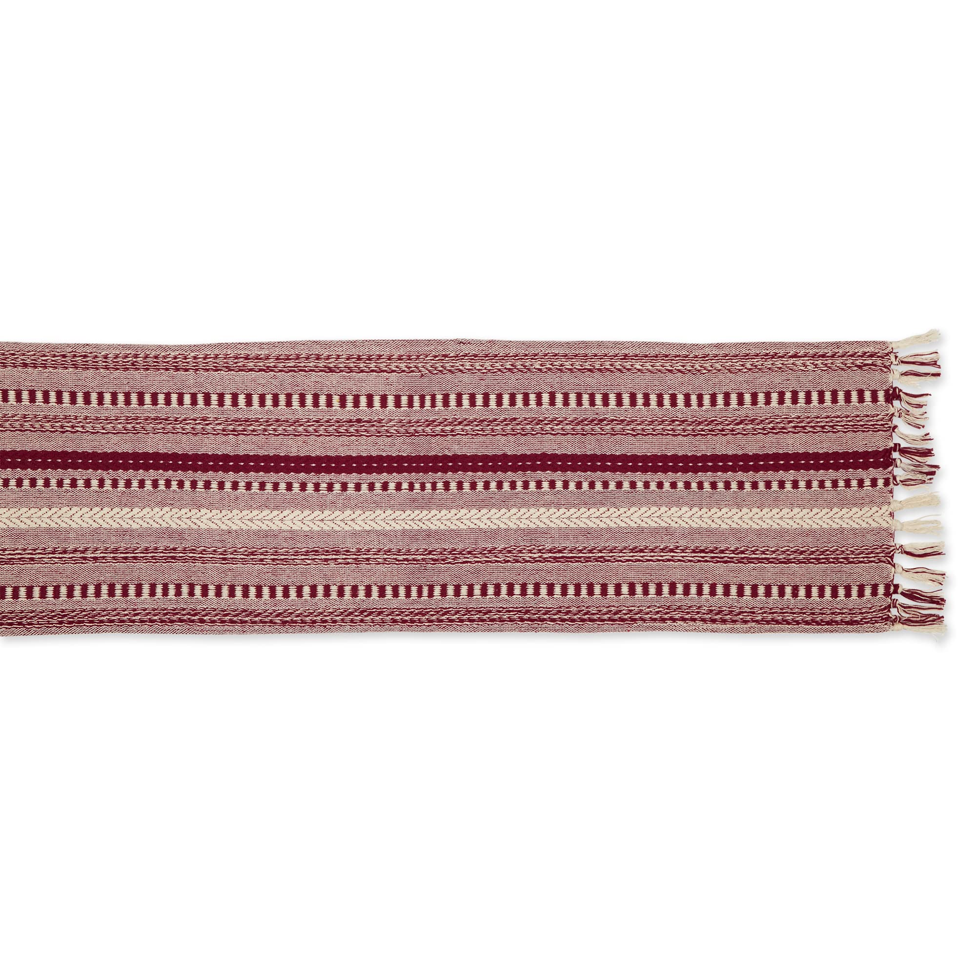 DII Farmhouse Braided Stripe Table Runner Collection, 15x72 (15x77, Fringe Included), Stone