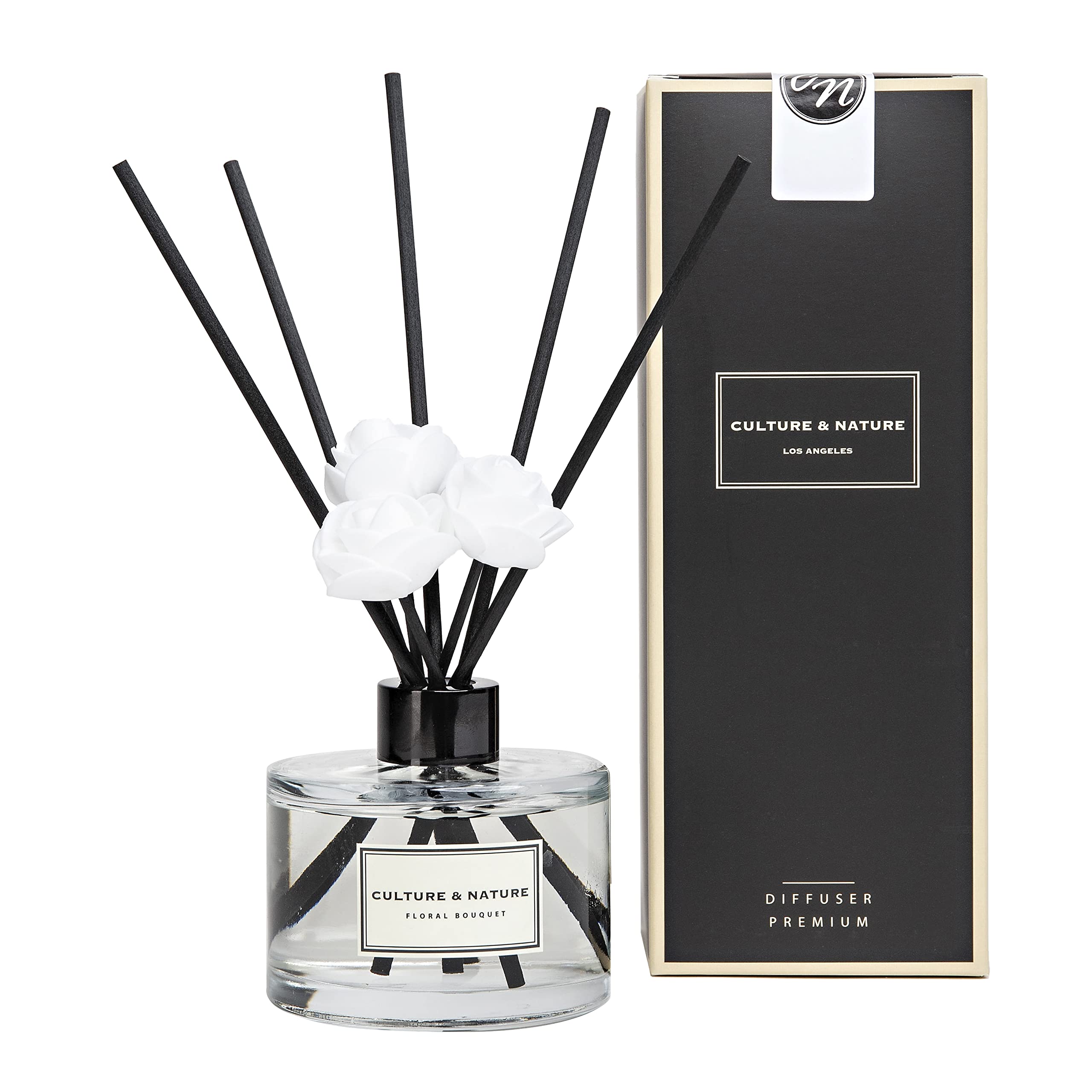 CULTURE & NATURE Reed Diffuser Set 6.7oz (200ml) Black Cherry Scented Diffuser with Sticks Home Fragrance Reed Diffuser for Bathroom Shelf Decor