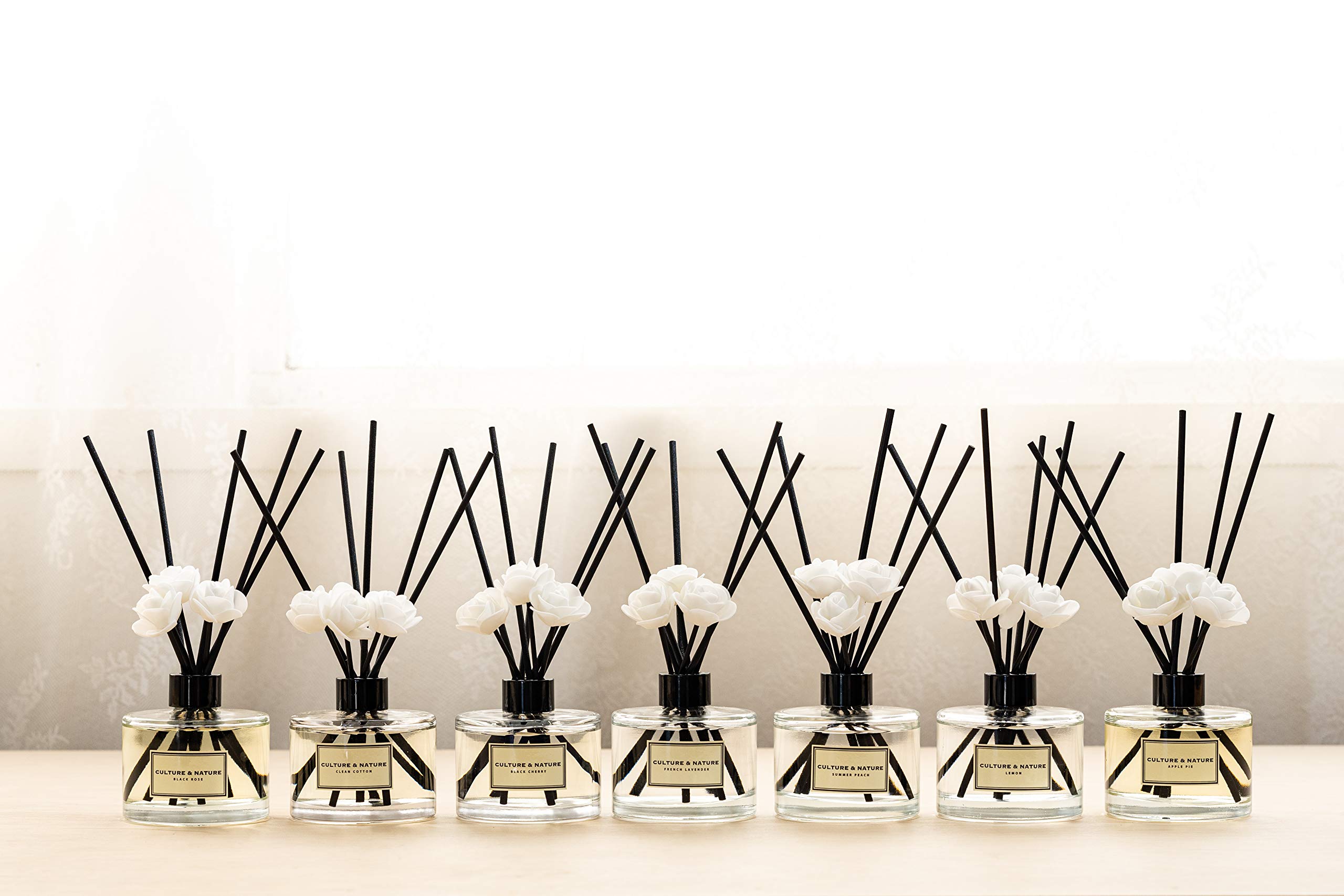 CULTURE & NATURE Reed Diffuser Set 6.7oz (200ml) Black Cherry Scented Diffuser with Sticks Home Fragrance Reed Diffuser for Bathroom Shelf Decor