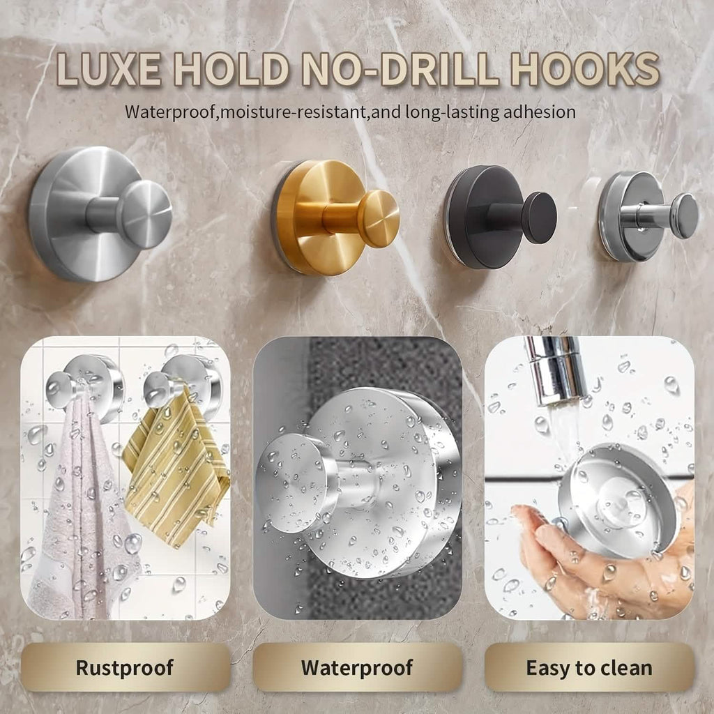 2-Pack: Strong Suction Cup Hooks – Silver Brushed Stainless Steel, No Drilling Required