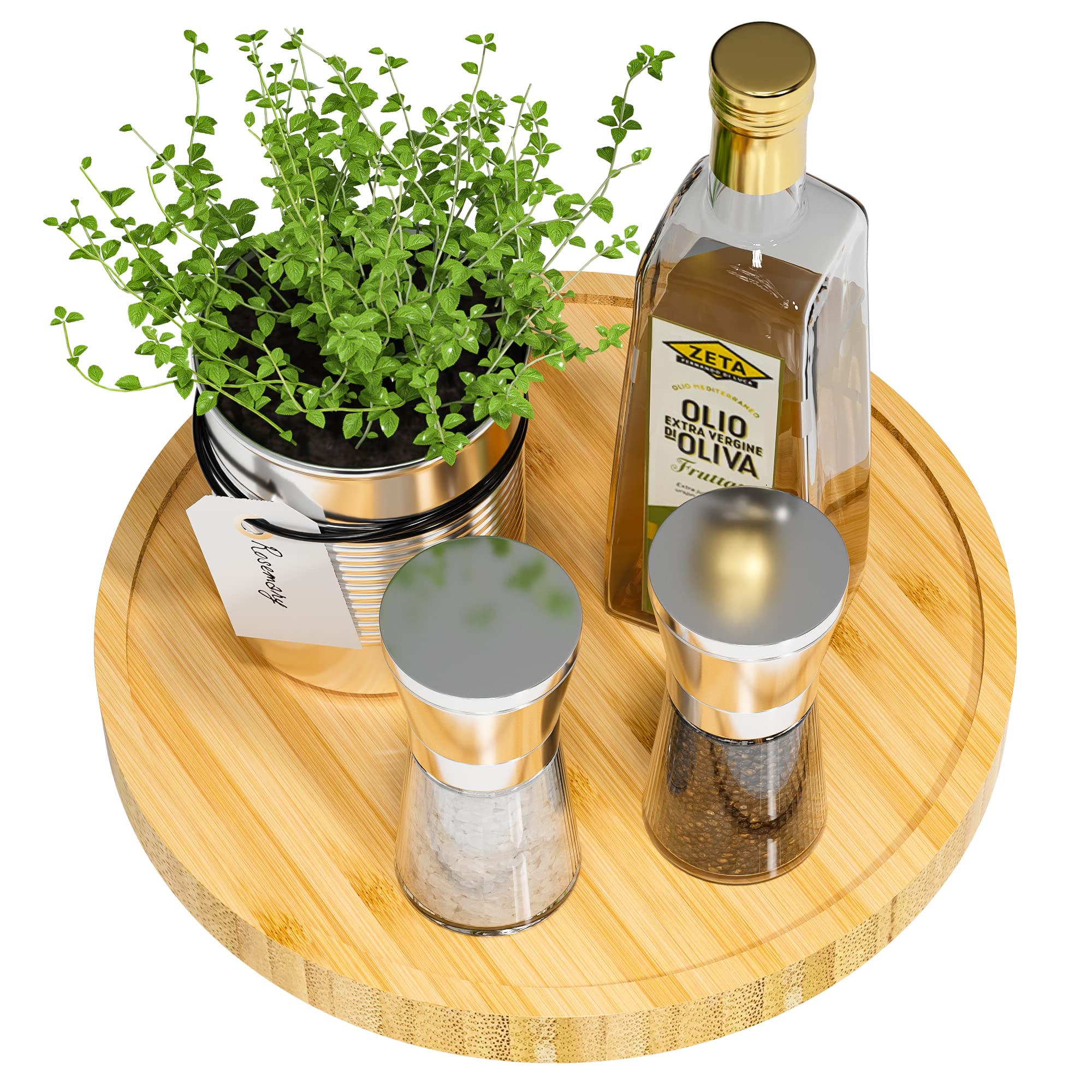 Lazy Susan Organizer, 13.2 Inch Non-Skid Bamboo Lazy Susan for Kitchen Table cabinets Closets and Kitchen Islands, Wood Turntable for Kitchen Countertop Organizer Black