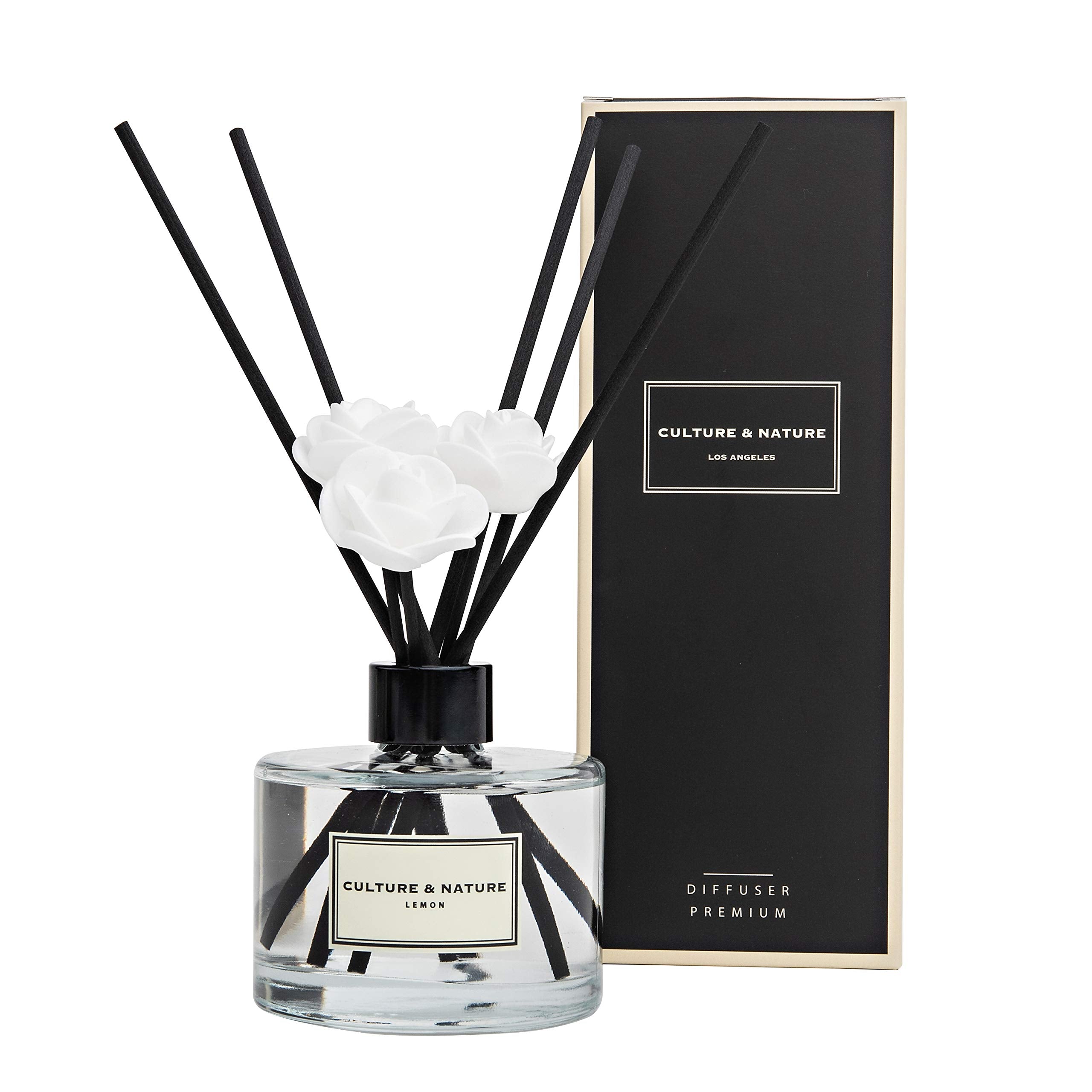 CULTURE & NATURE Reed Diffuser Set 6.7oz (200ml) Black Cherry Scented Diffuser with Sticks Home Fragrance Reed Diffuser for Bathroom Shelf Decor