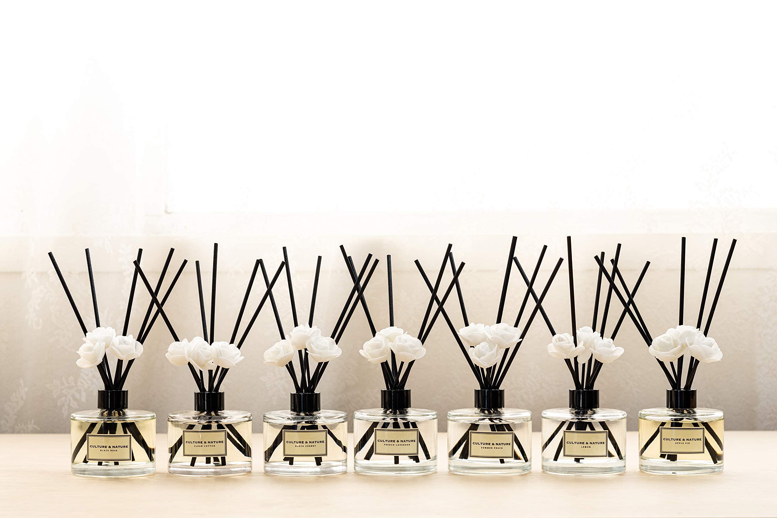 CULTURE & NATURE Reed Diffuser Set 6.7oz (200ml) Black Cherry Scented Diffuser with Sticks Home Fragrance Reed Diffuser for Bathroom Shelf Decor