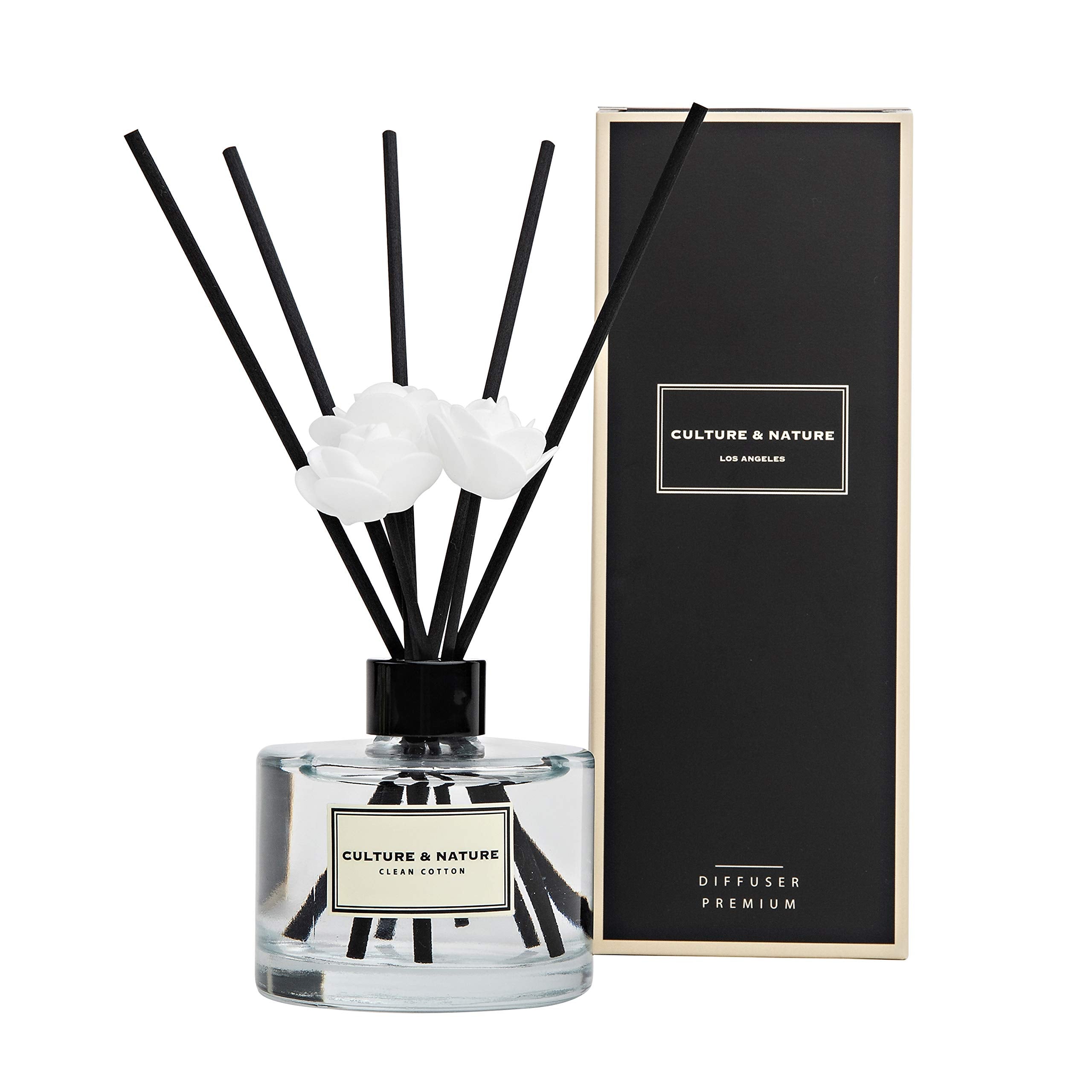 CULTURE & NATURE Reed Diffuser Set 6.7oz (200ml) Black Cherry Scented Diffuser with Sticks Home Fragrance Reed Diffuser for Bathroom Shelf Decor