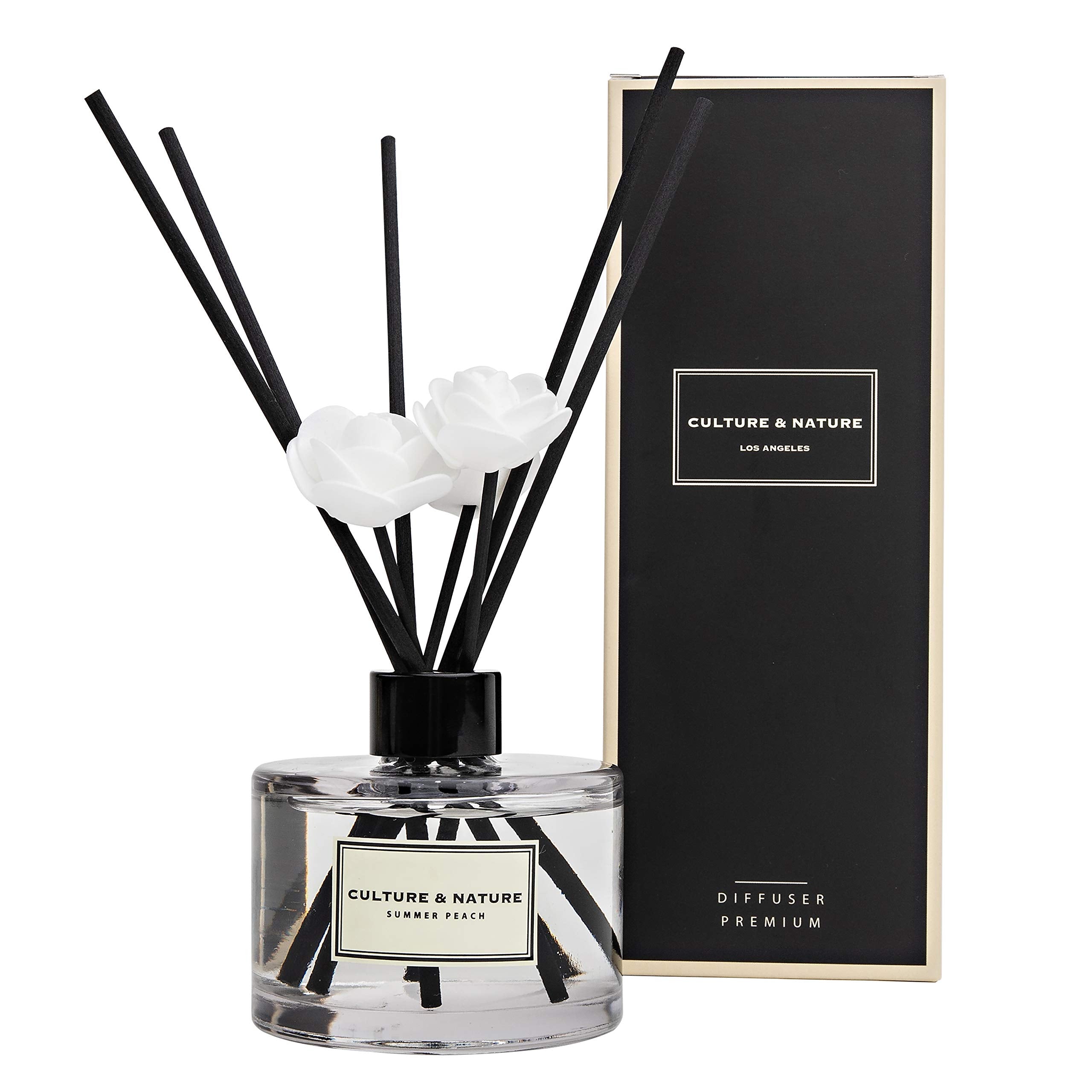 CULTURE & NATURE Reed Diffuser Set 6.7oz (200ml) Black Cherry Scented Diffuser with Sticks Home Fragrance Reed Diffuser for Bathroom Shelf Decor