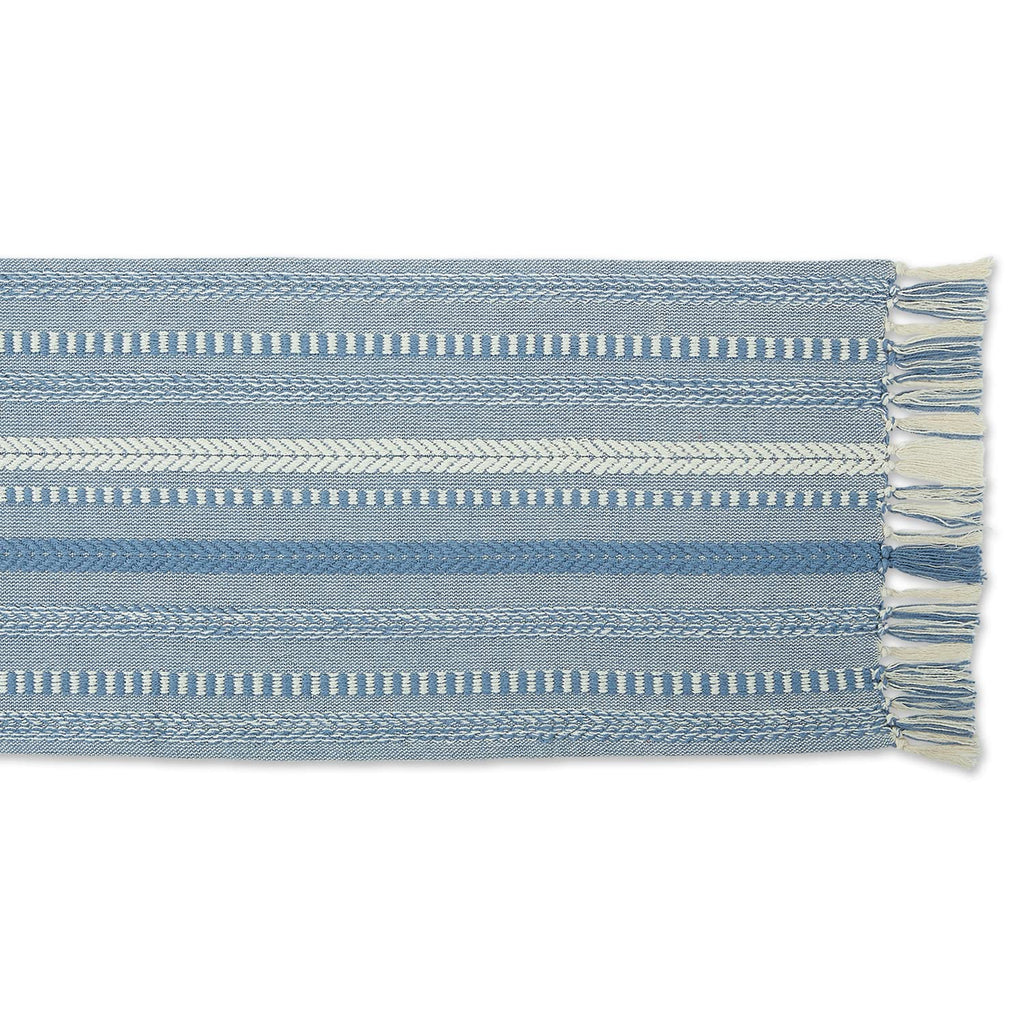 DII Farmhouse Braided Stripe Table Runner Collection, 15x72 (15x77, Fringe Included), Stone