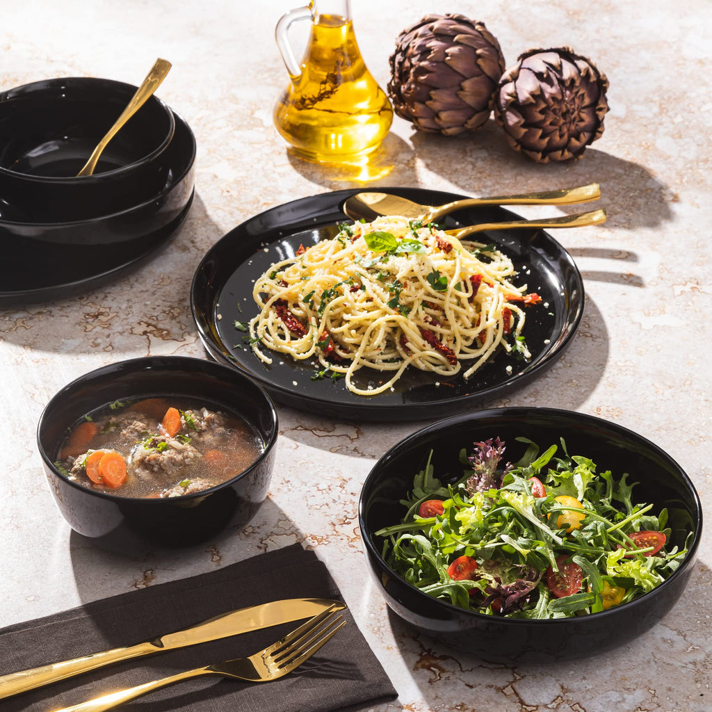 Gibson Home Oslo Porcelain Chip and Scratch Resistant Dinnerware Set, Service for 4 (16pcs), Ceramic Plates and Bowls Dishes Sets, White - Microwave and Dishwasher Safe