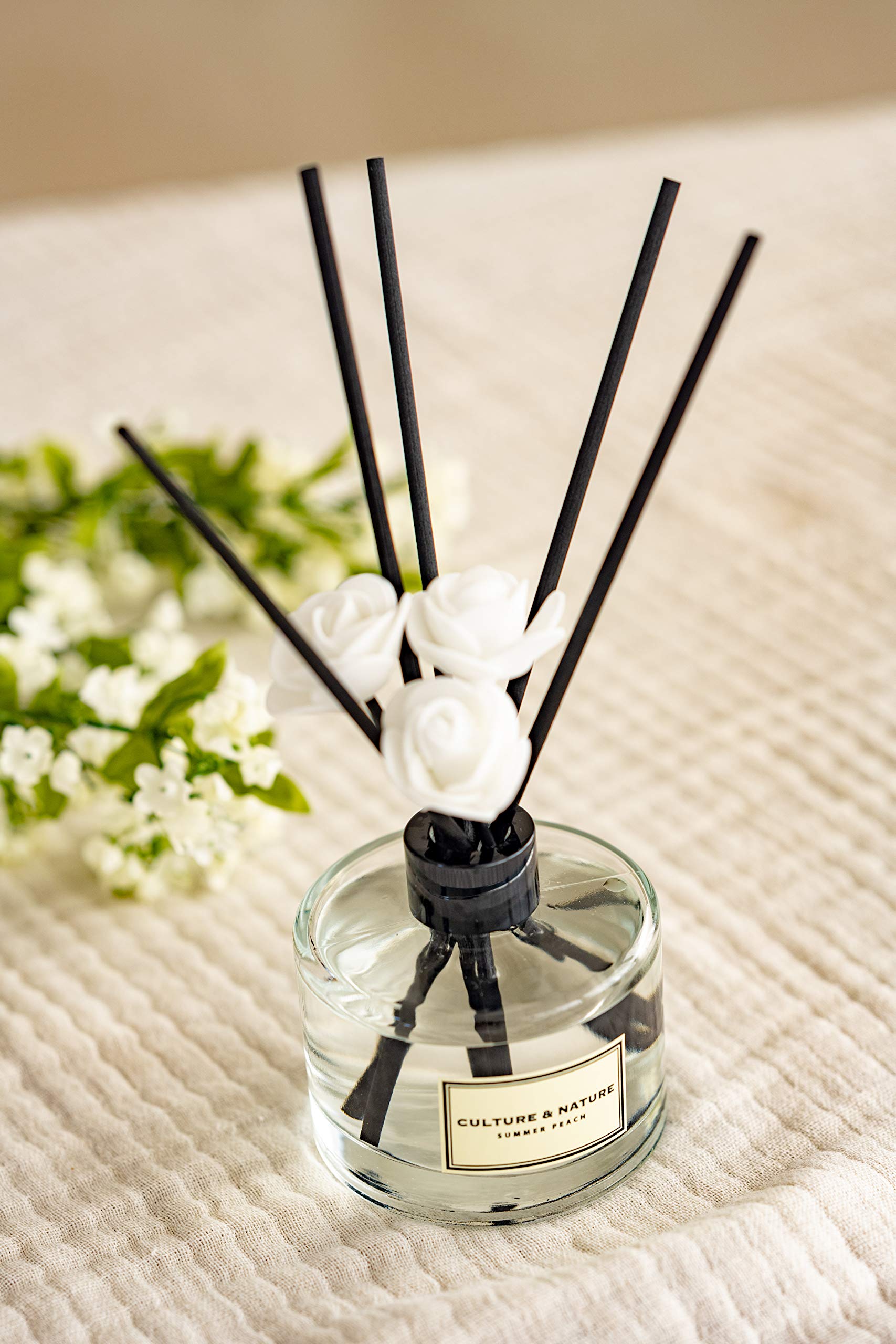 CULTURE & NATURE Reed Diffuser Set 6.7oz (200ml) Black Cherry Scented Diffuser with Sticks Home Fragrance Reed Diffuser for Bathroom Shelf Decor