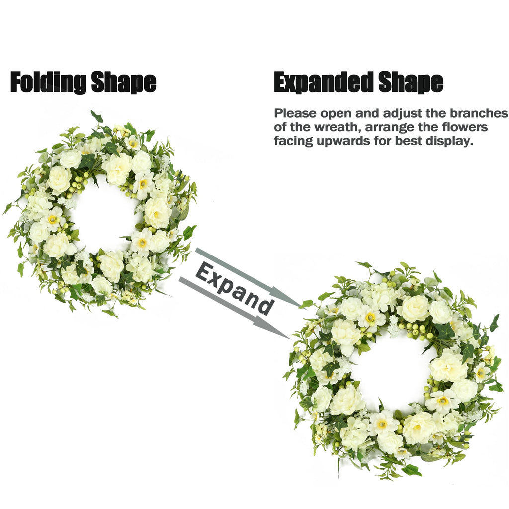 22 inch Spring Summer Wreath Tulip Wreath for Front Door with Purple Tassels, Eucalyptus Leaves, Ferns, Butterflies for Indoor Outdoor wall Festival Home Farmhouse Wedding Decor