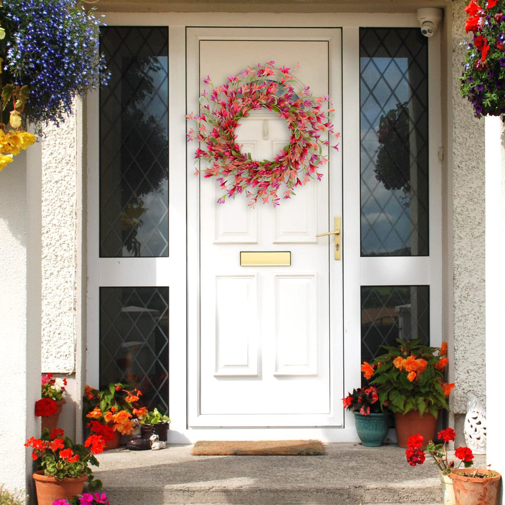 22 inch Spring Summer Wreath Tulip Wreath for Front Door with Purple Tassels, Eucalyptus Leaves, Ferns, Butterflies for Indoor Outdoor wall Festival Home Farmhouse Wedding Decor