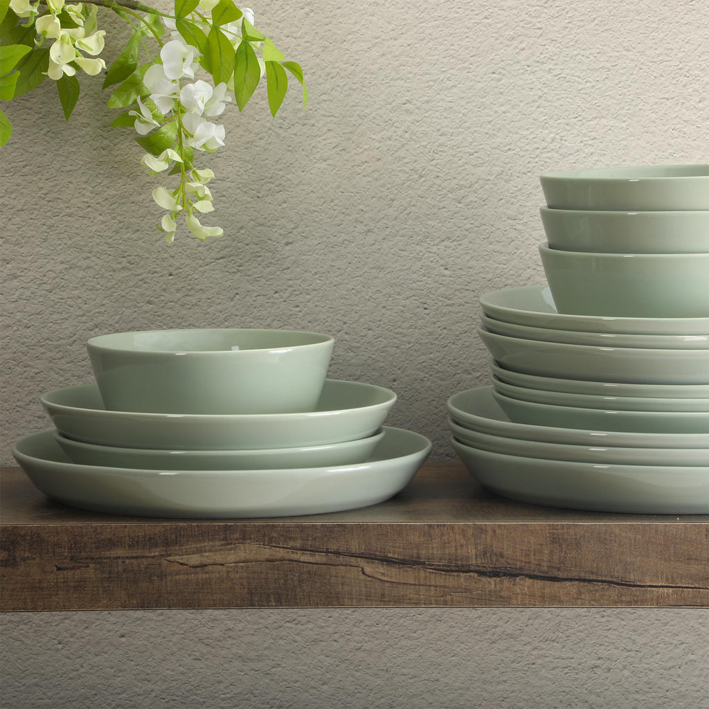 Gibson Home Oslo Porcelain Chip and Scratch Resistant Dinnerware Set, Service for 4 (16pcs), Ceramic Plates and Bowls Dishes Sets, White - Microwave and Dishwasher Safe