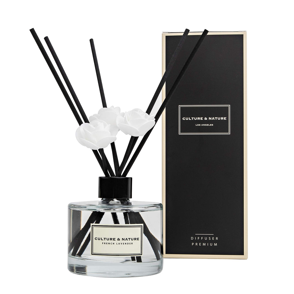 CULTURE & NATURE Reed Diffuser Set 6.7oz (200ml) Black Cherry Scented Diffuser with Sticks Home Fragrance Reed Diffuser for Bathroom Shelf Decor