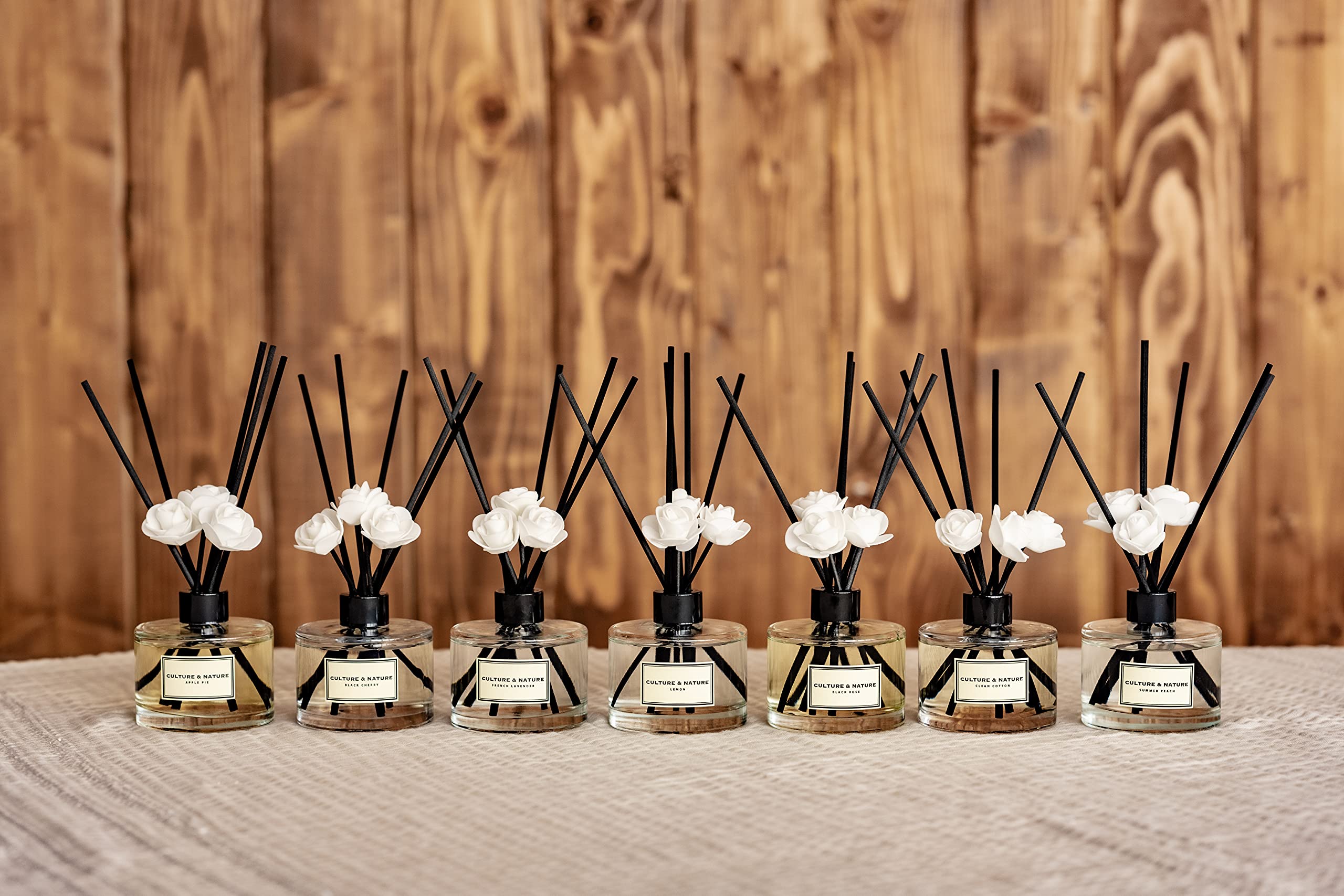 CULTURE & NATURE Reed Diffuser Set 6.7oz (200ml) Black Cherry Scented Diffuser with Sticks Home Fragrance Reed Diffuser for Bathroom Shelf Decor