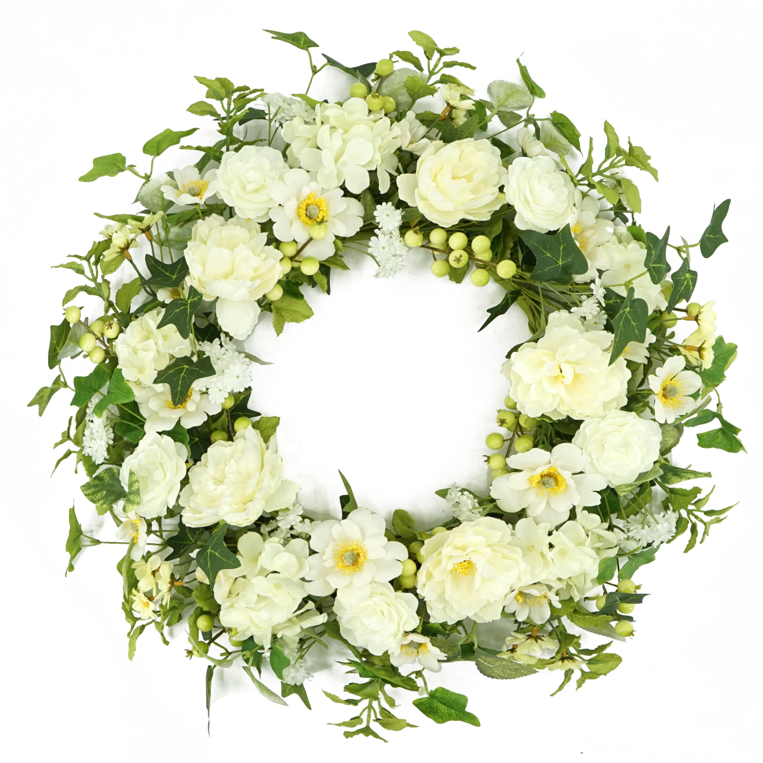 22 inch Spring Summer Wreath Tulip Wreath for Front Door with Purple Tassels, Eucalyptus Leaves, Ferns, Butterflies for Indoor Outdoor wall Festival Home Farmhouse Wedding Decor