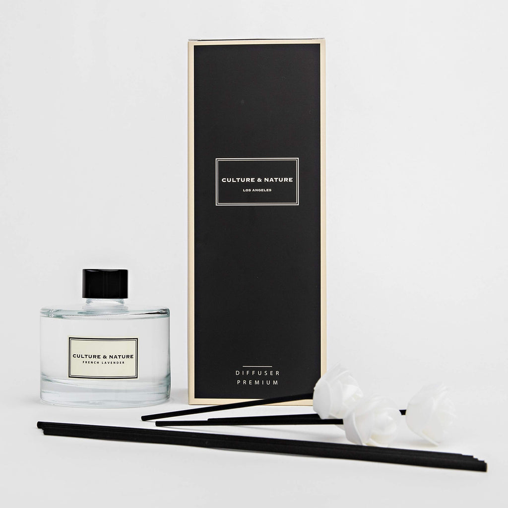 CULTURE & NATURE Reed Diffuser Set 6.7oz (200ml) Black Cherry Scented Diffuser with Sticks Home Fragrance Reed Diffuser for Bathroom Shelf Decor