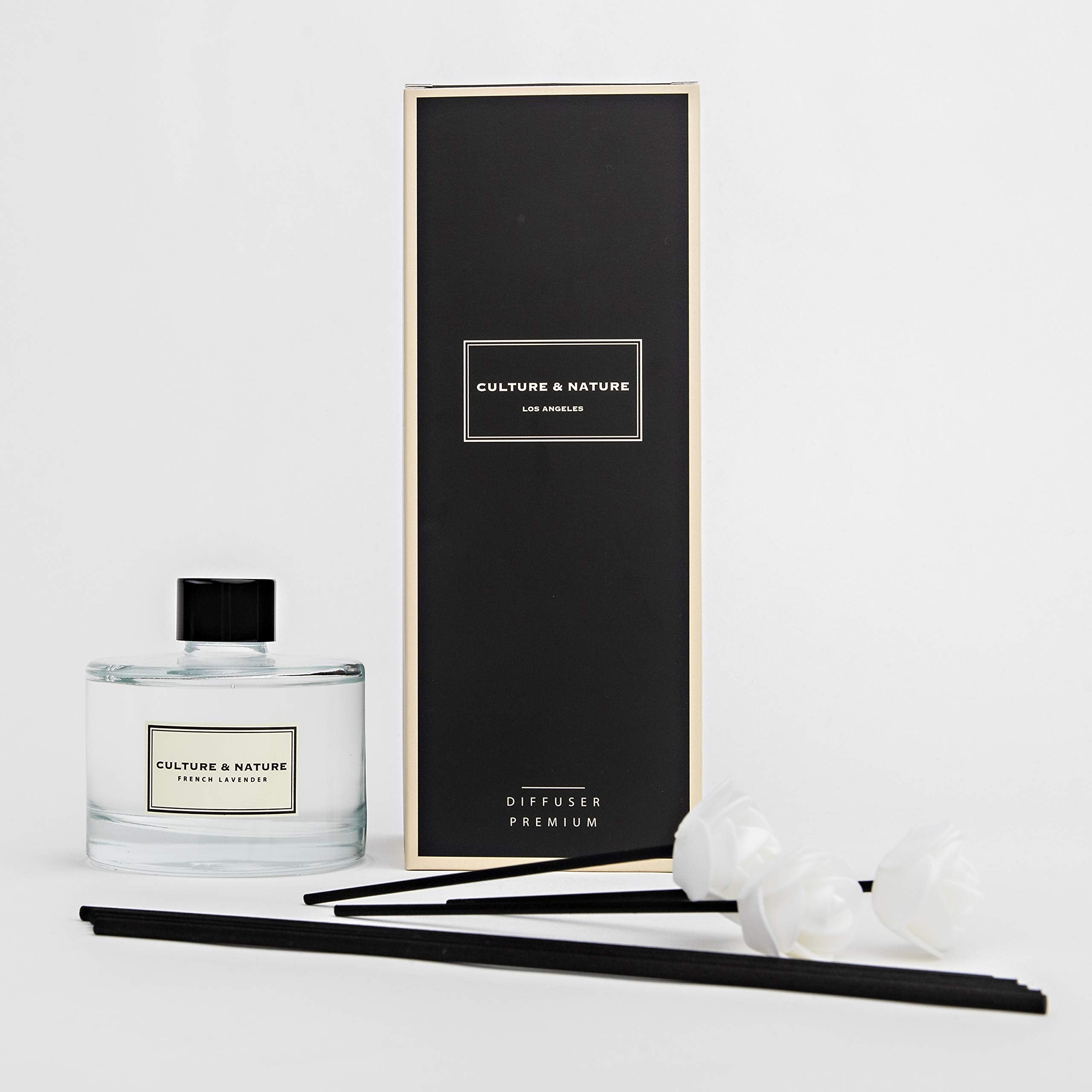 CULTURE & NATURE Reed Diffuser Set 6.7oz (200ml) Black Cherry Scented Diffuser with Sticks Home Fragrance Reed Diffuser for Bathroom Shelf Decor